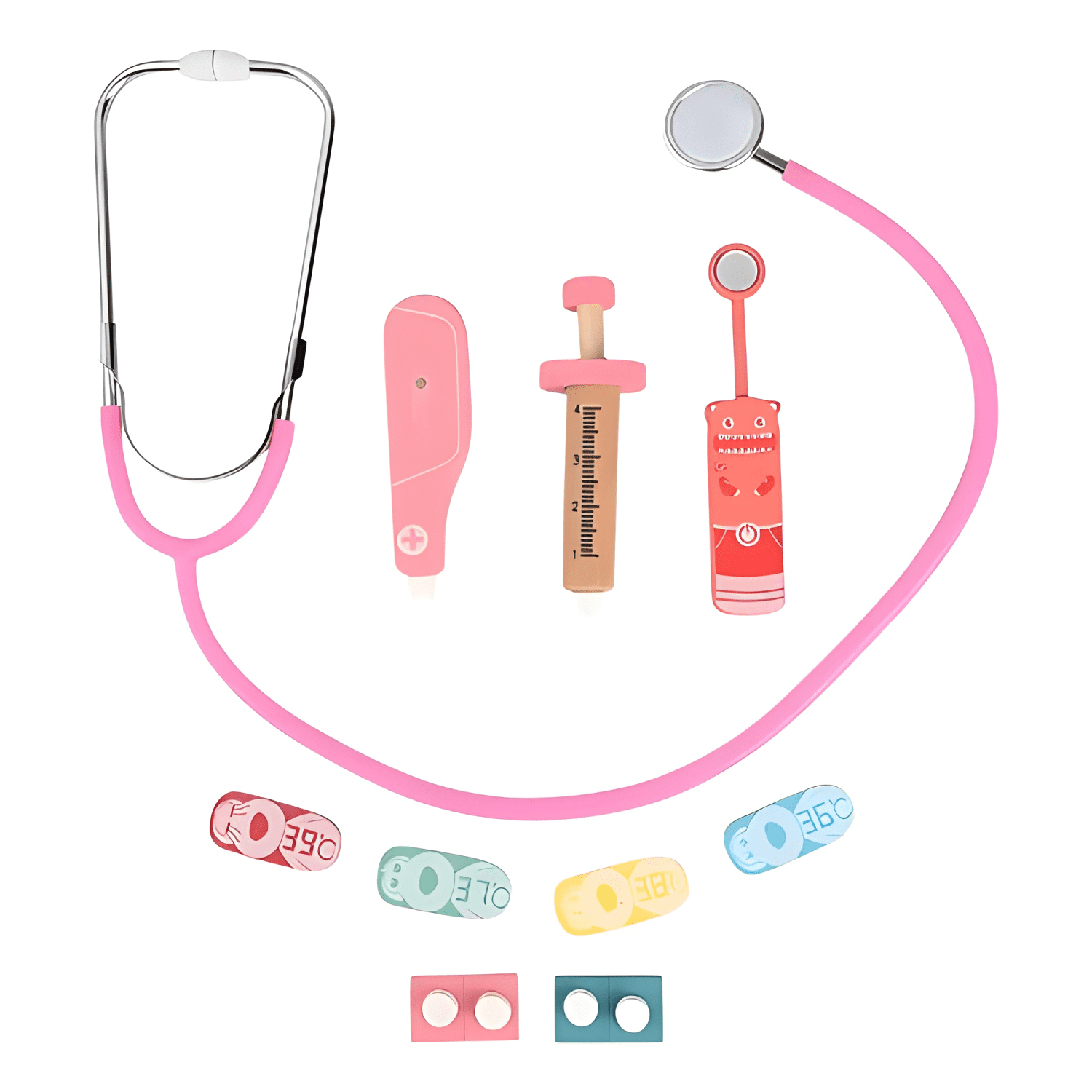Set doctor juguete madera con estetoscopio para niños #8-0