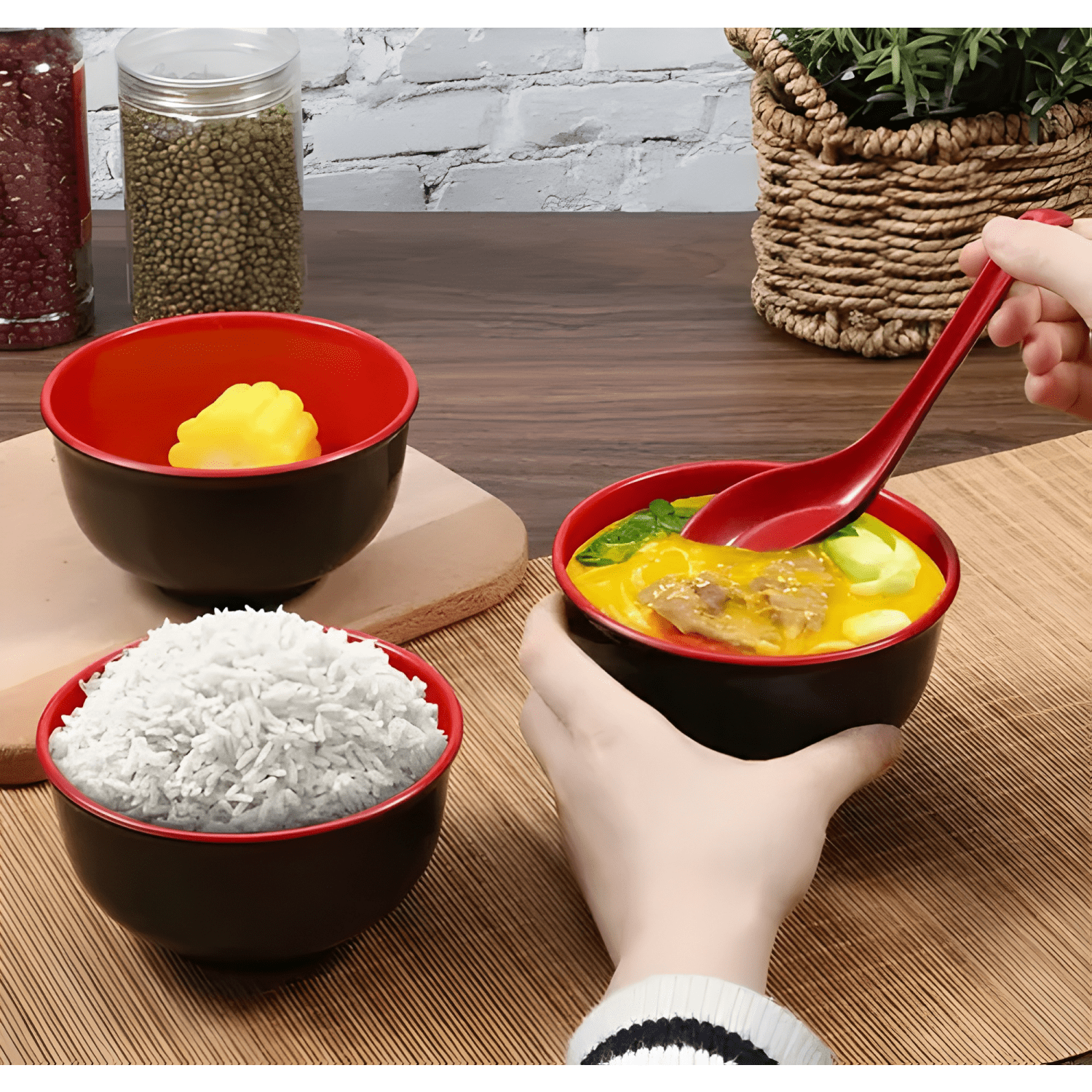 Pack 6 bowl pocillo cuenco tazón de melamina cocina 200ml-3