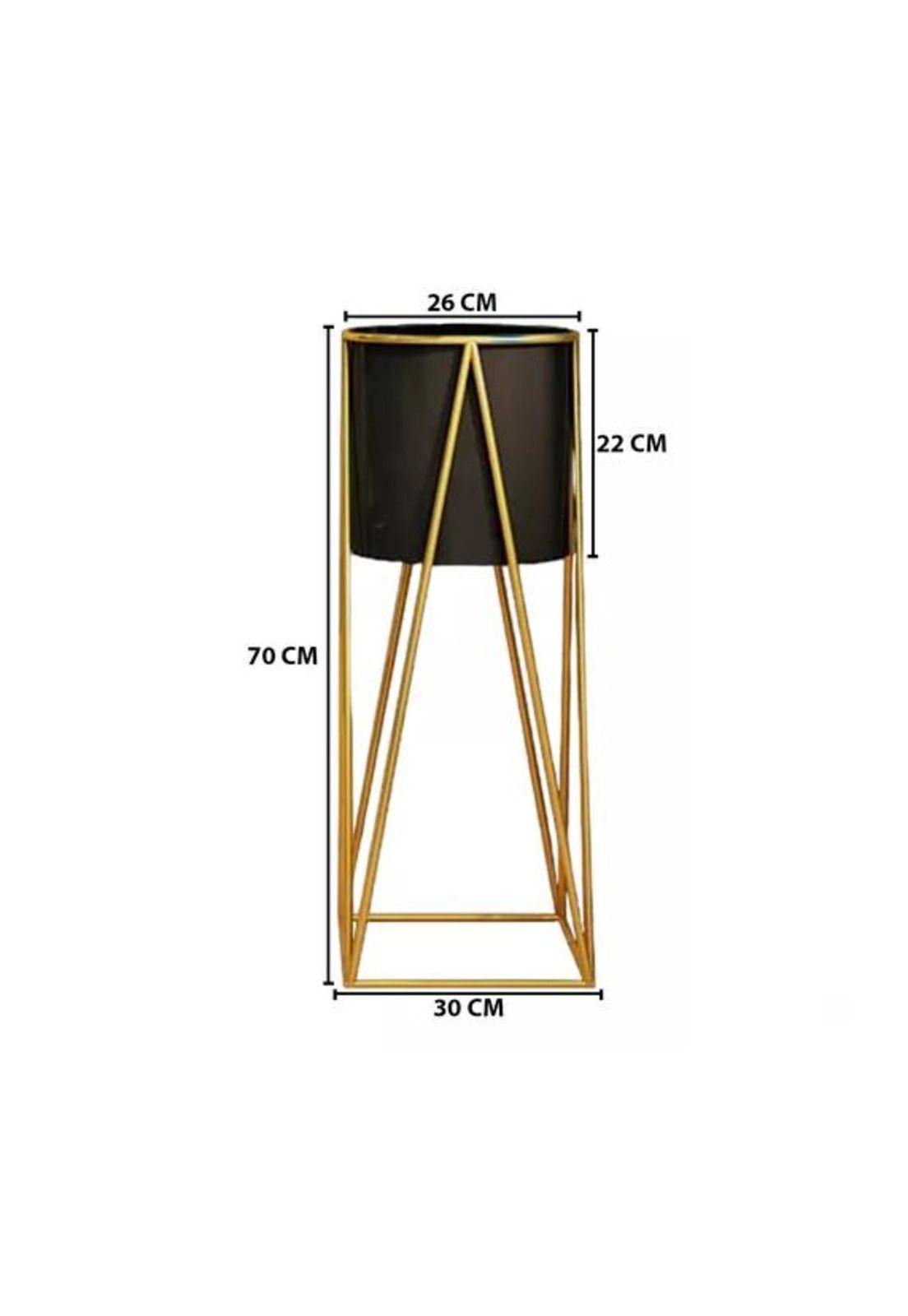Porta Macetero Pedestal Negro y Dorado para Plantas-1