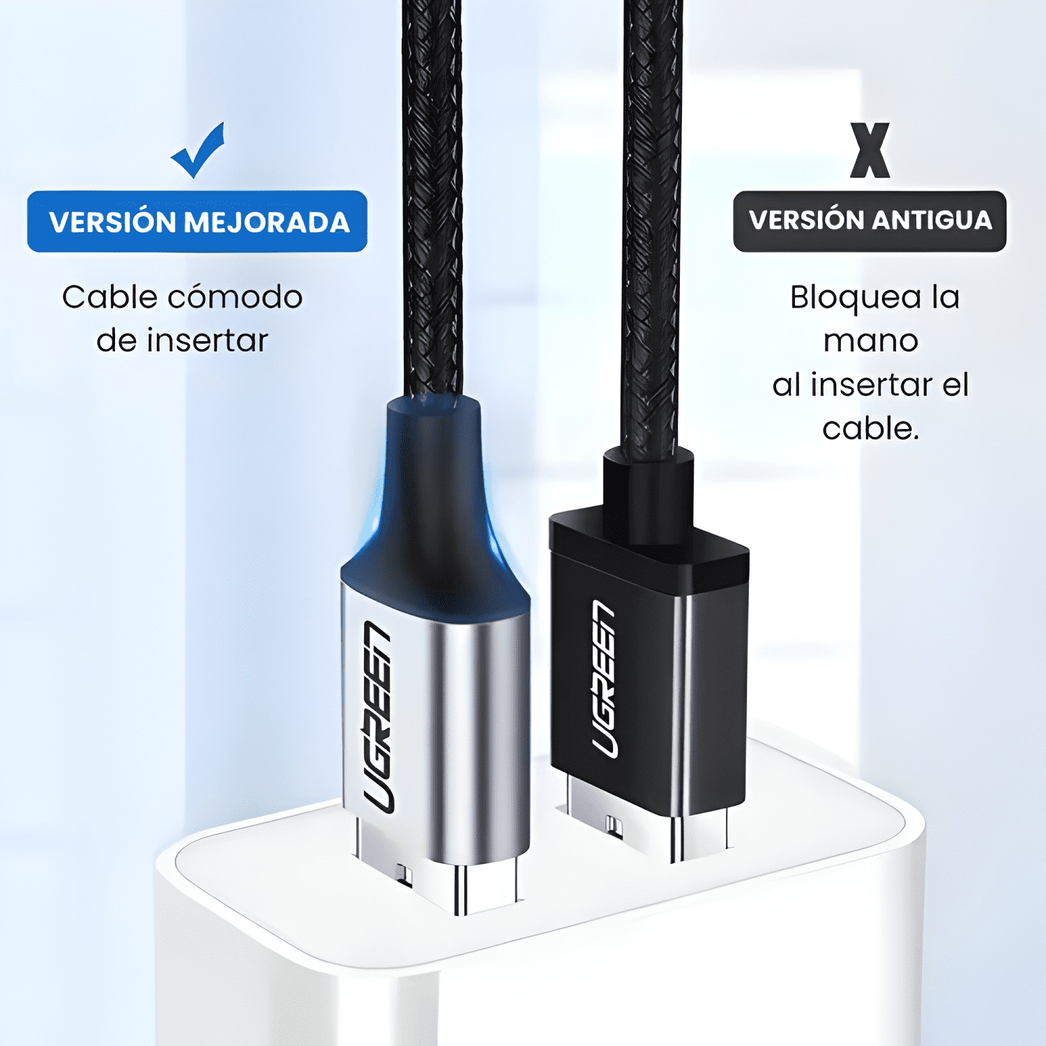 Cable USB-C a usb-a trenzado de carga rápida 3a, 1.5 Negro-2