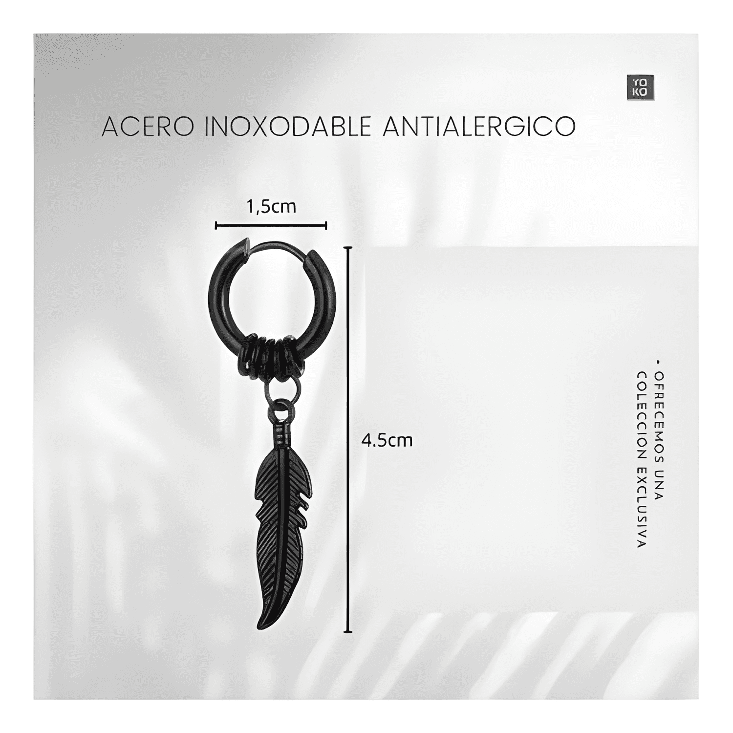 2 Pares Aros Hombre Mujer Pluma Piercing Acero Quirúrgico #4-3