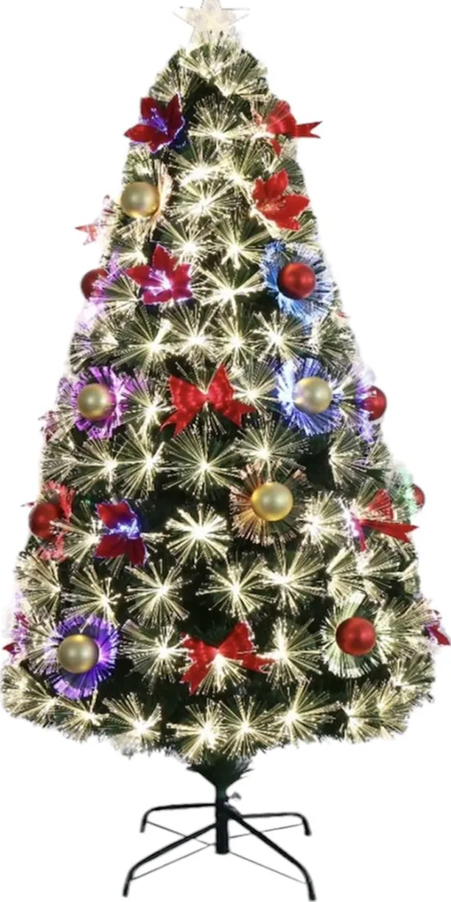 Árbol De Navidad Con Luces Incorporadas Fibra Óptica 180cm-0
