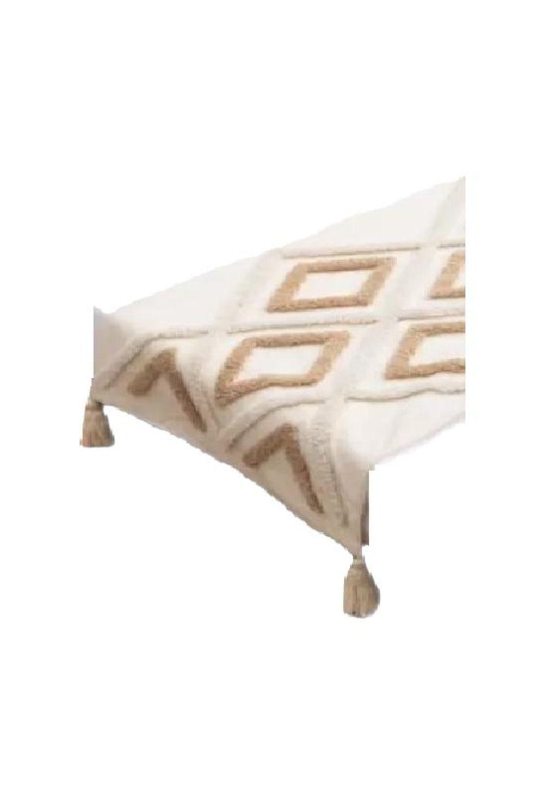 Piecera pie de cama boho bordada cama king y 2 plazas diseño 5 color blanco-0