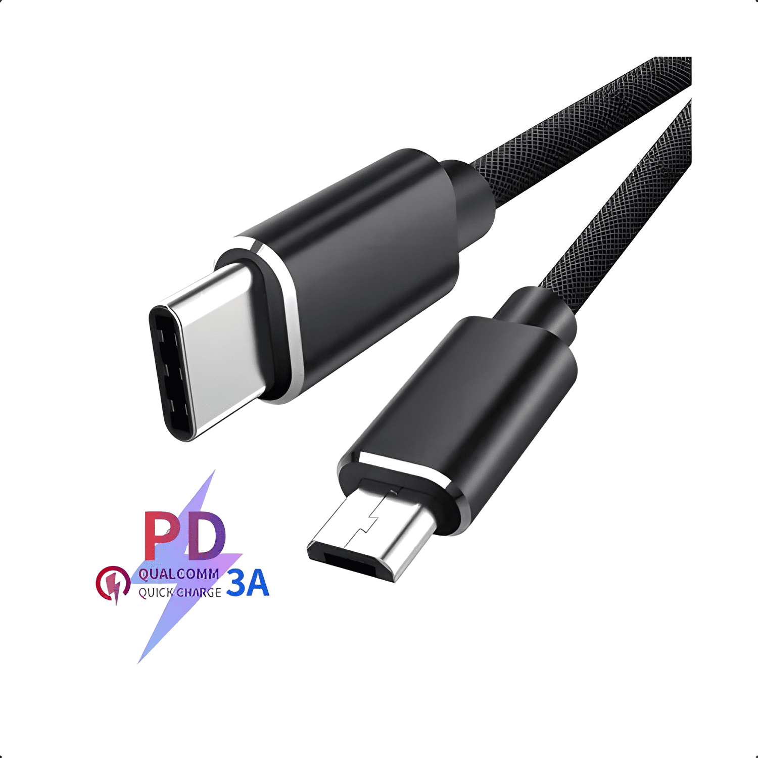 Cable trenzado reforzado USB c a micro USB 3 metros Negro-1