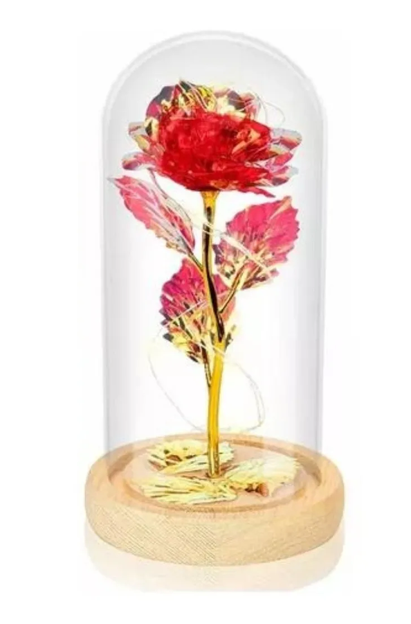 Rosa eterna roja cristal luz día madre-0