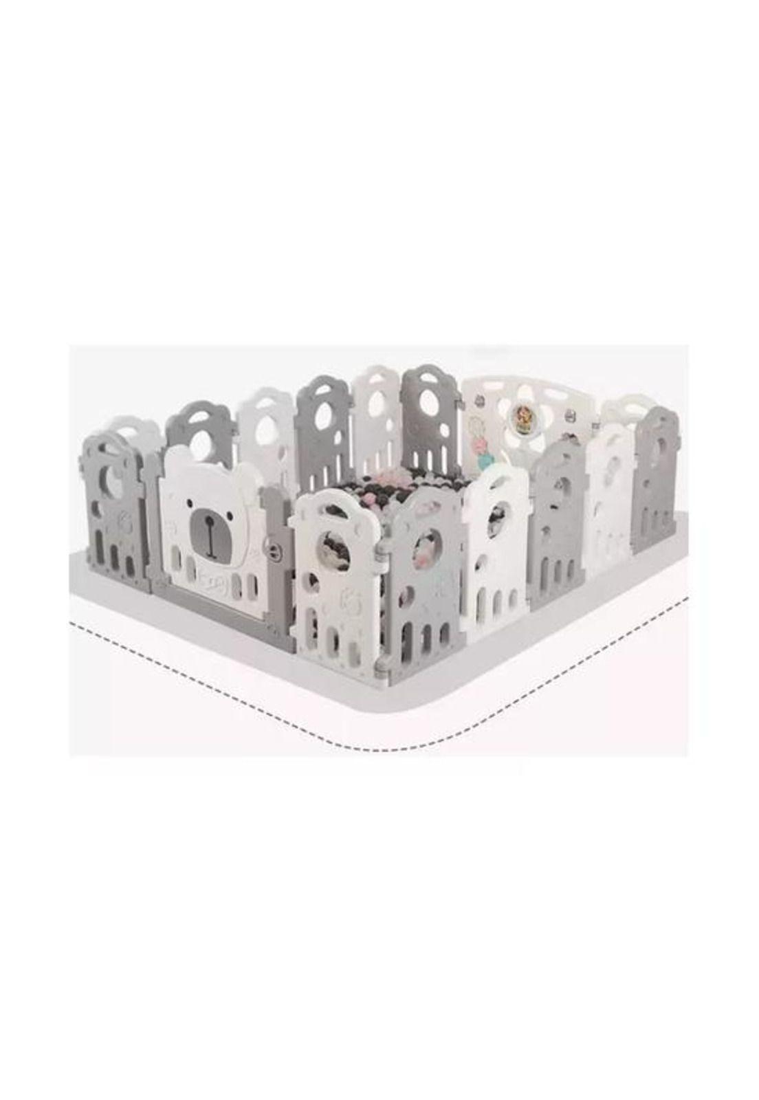Corral plegable para bebé armable con paneles de seguridad, gris-2
