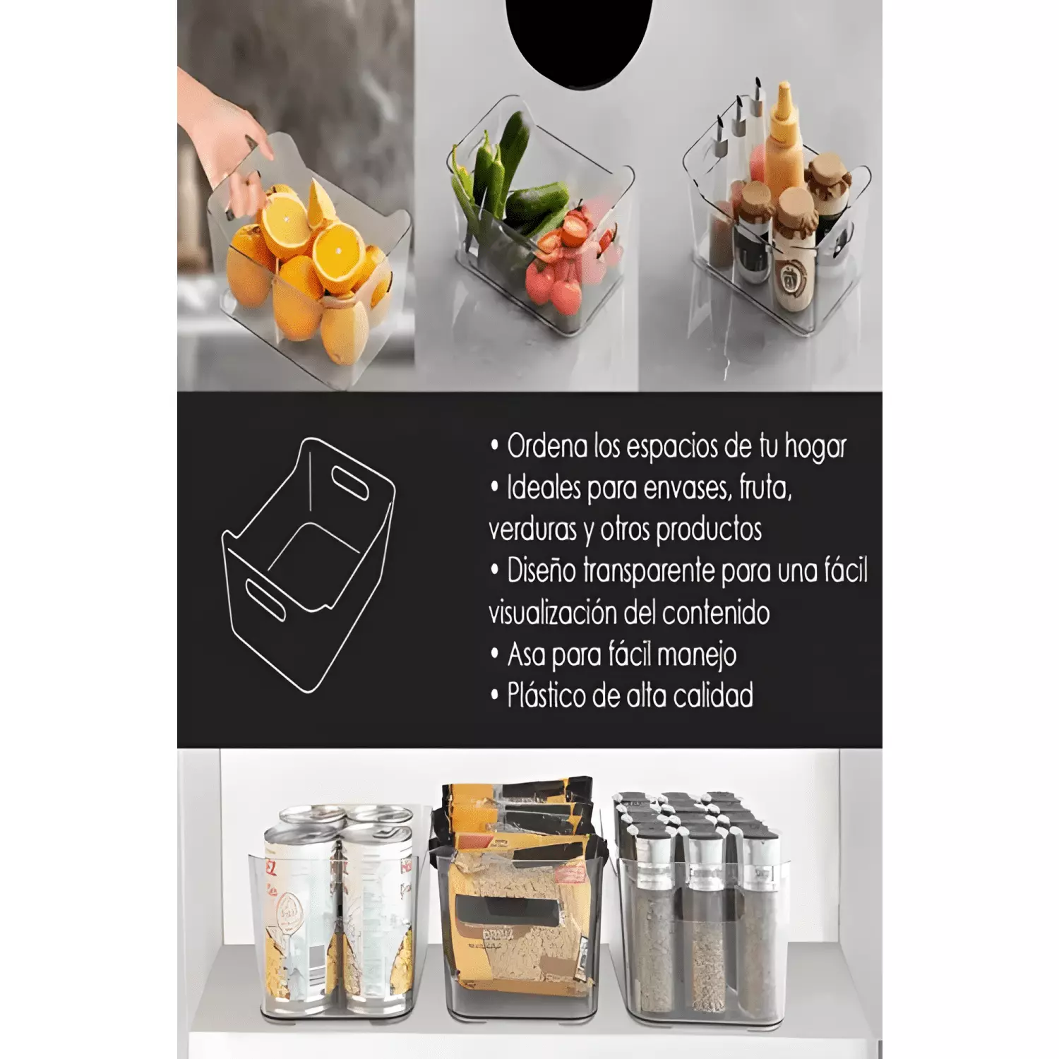Caja organizadora refrigerador acrílico sin tapa-3