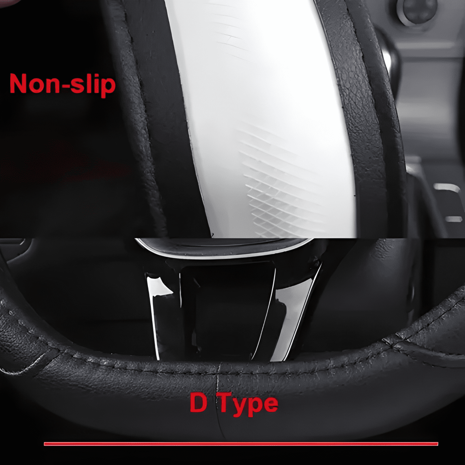 Funda Cubre Volante Tipo D Eco Cuero Antideslizante Negro-1