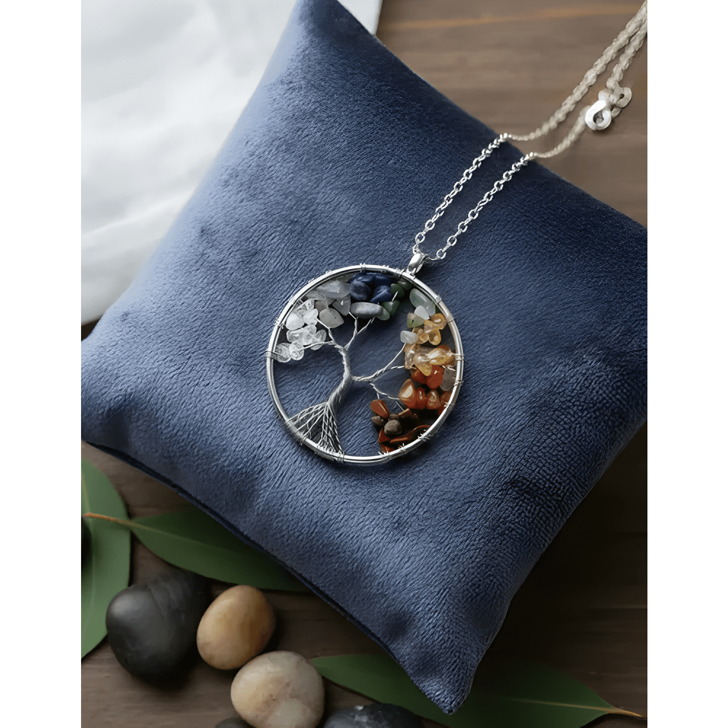 Collar con colgante árbol de la vida + pulsera 7 chakras-1