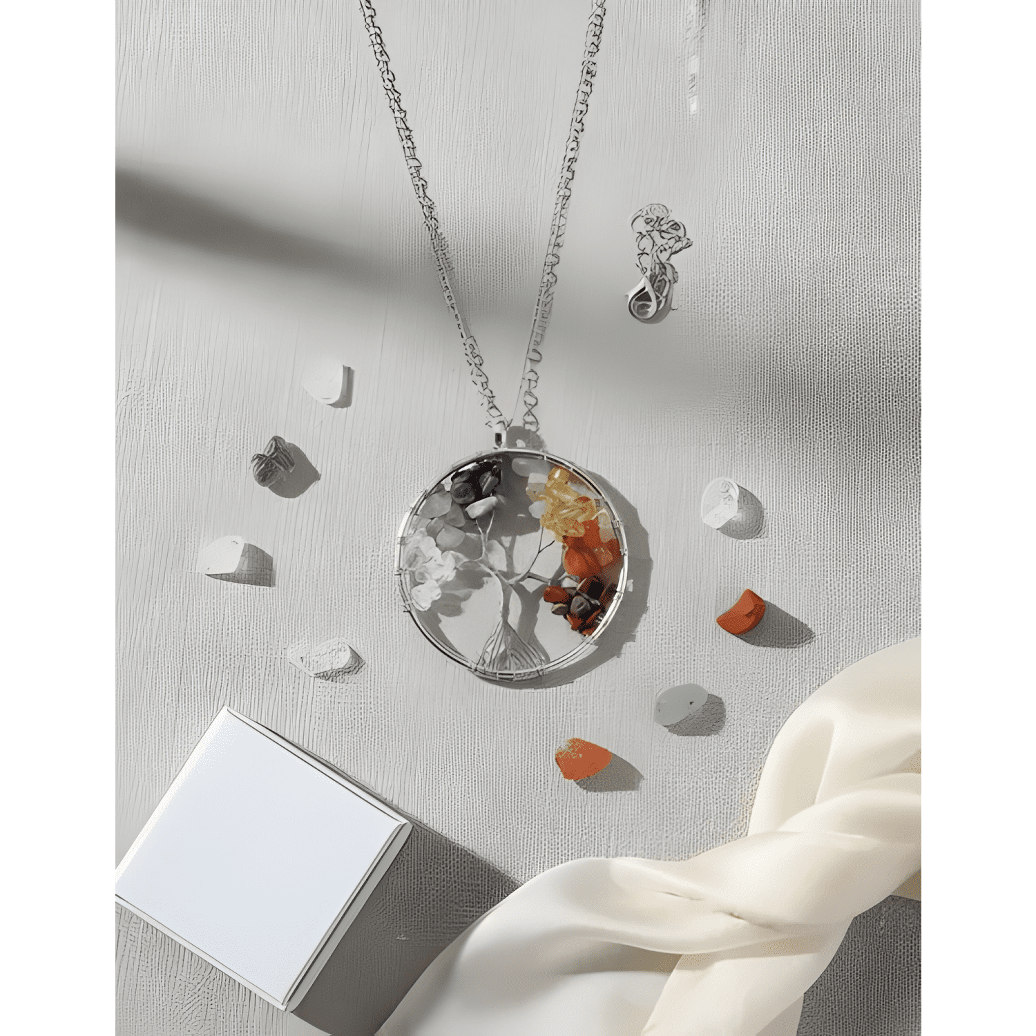 Collar con colgante árbol de la vida + pulsera 7 chakras-3