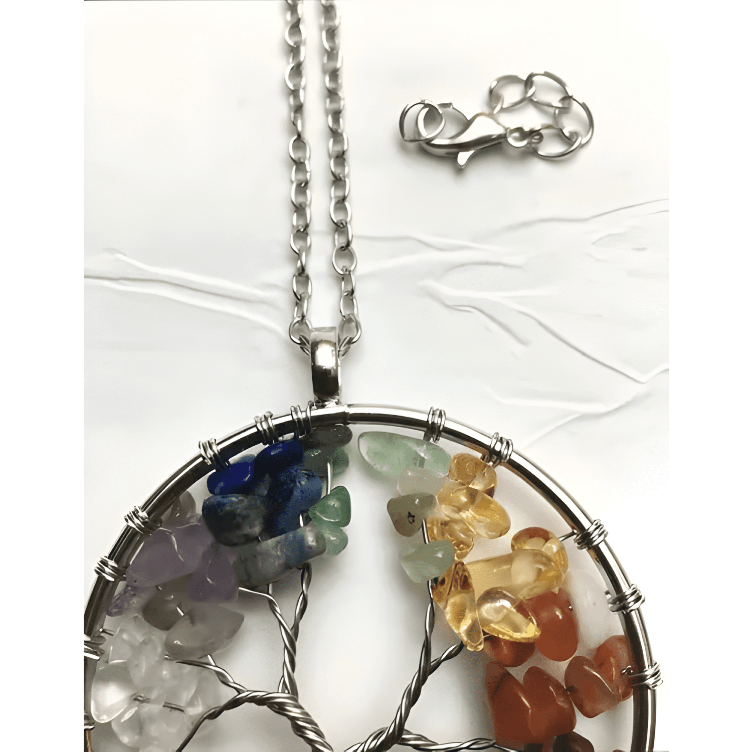 Collar con colgante árbol de la vida + pulsera 7 chakras-4