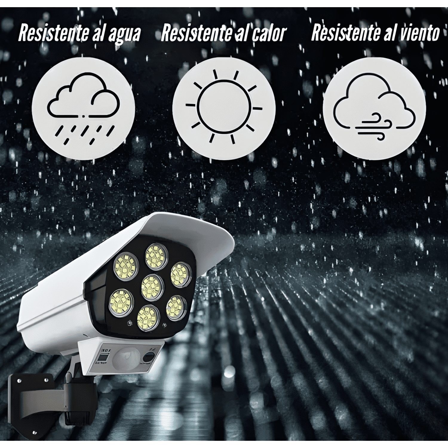 Camara Seguridad Solar Falsa Sensor Movimientos Foco Led-4