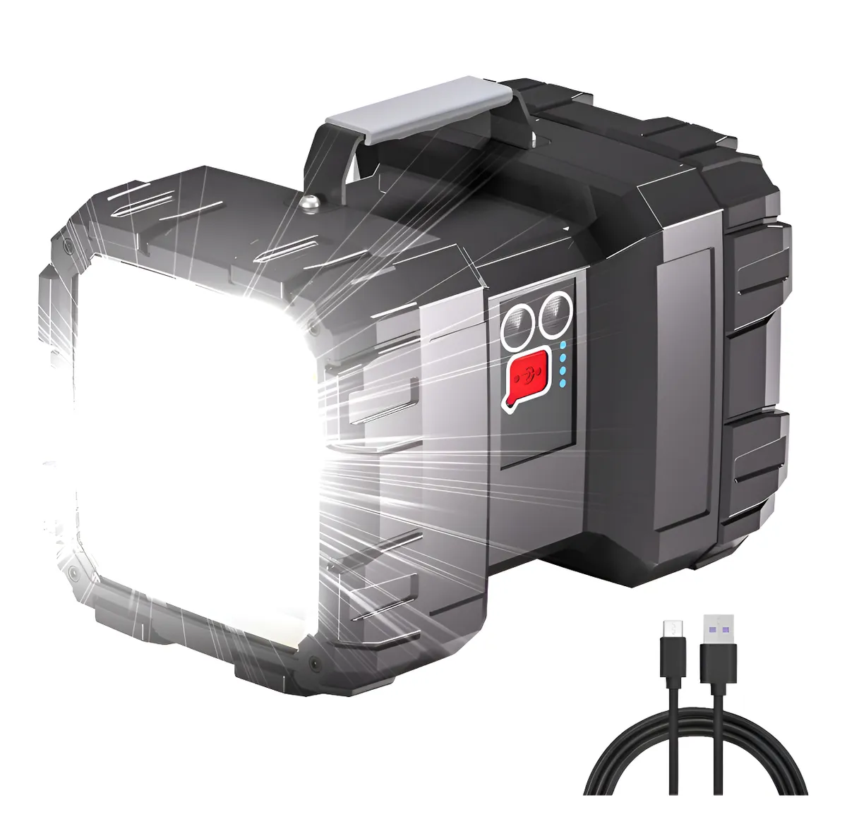 Linterna De Reflector Led Recargable Súper Potente Negro Negro-0