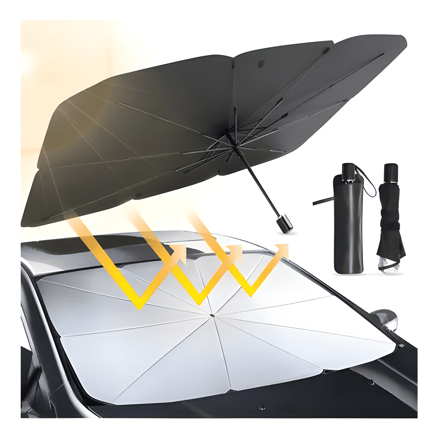 Quitasol Tipo Sombrilla Parasol Parabrisas Auto Cubre Plus-1