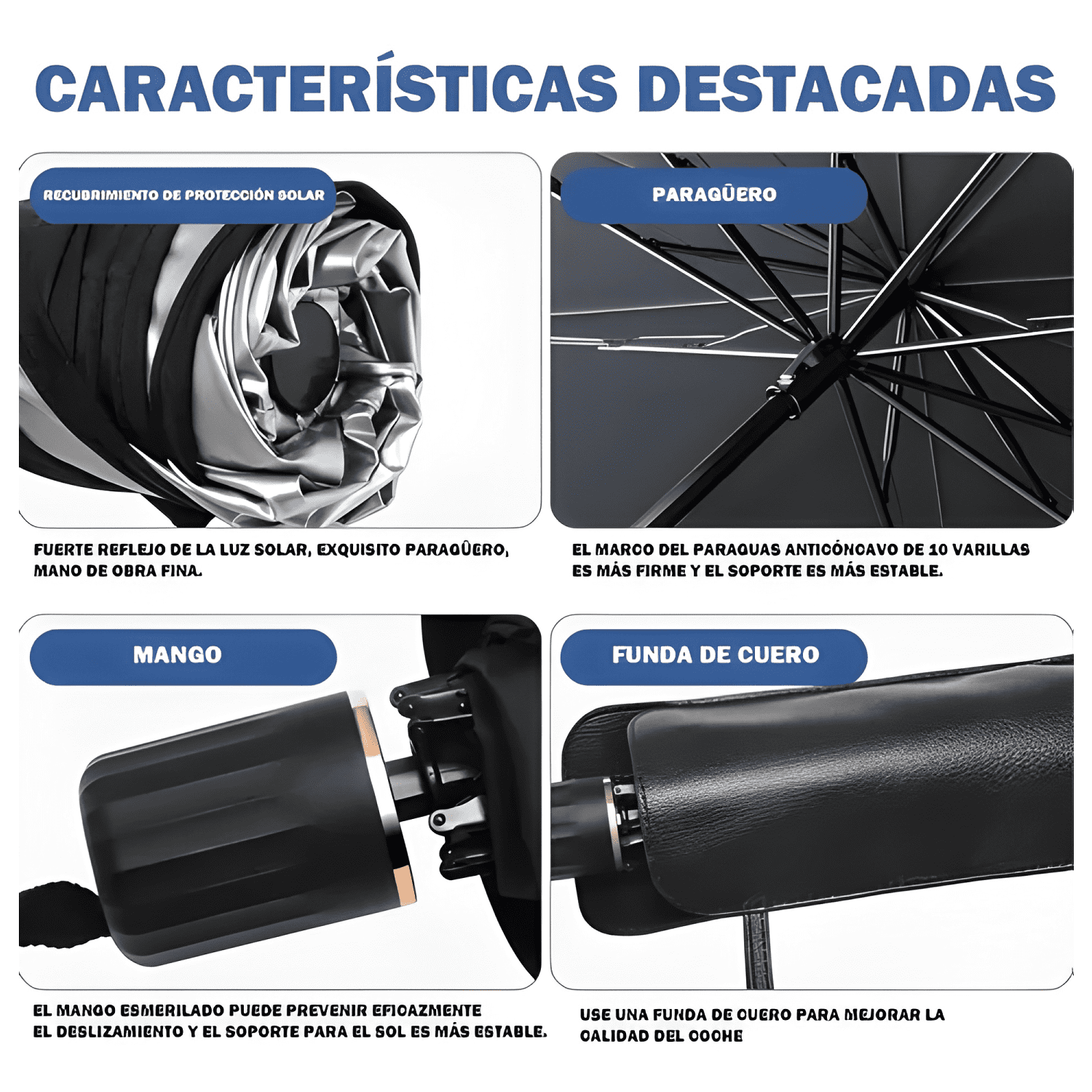 Quitasol Tipo Sombrilla Parasol Parabrisas Auto Cubre Plus-4