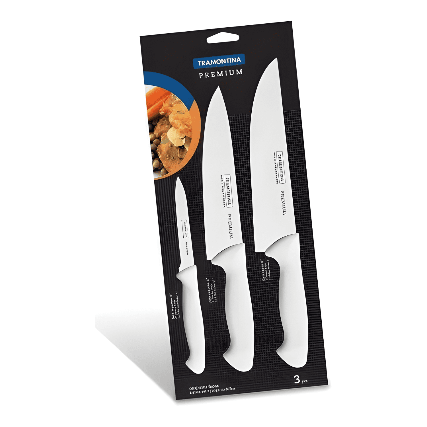 Juego cuchillos premium 3 piezas acero inoxidable Blanco-2