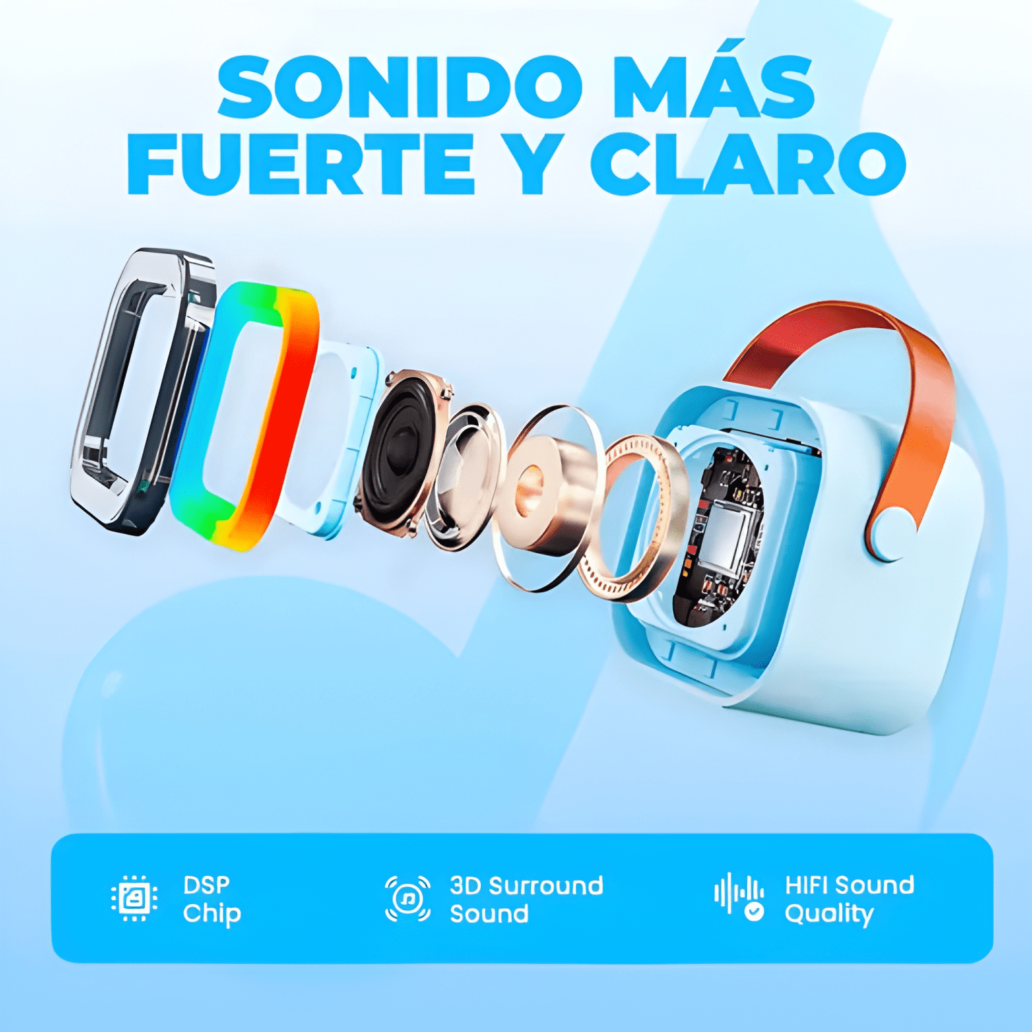 Mini parlante karaoke bluetooth microfono portatil Celeste-2