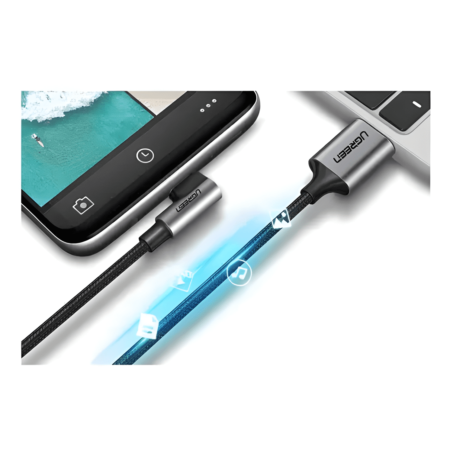 Cable USB tipo c con angulo recto 50 centimetros 0,5m Negro-2