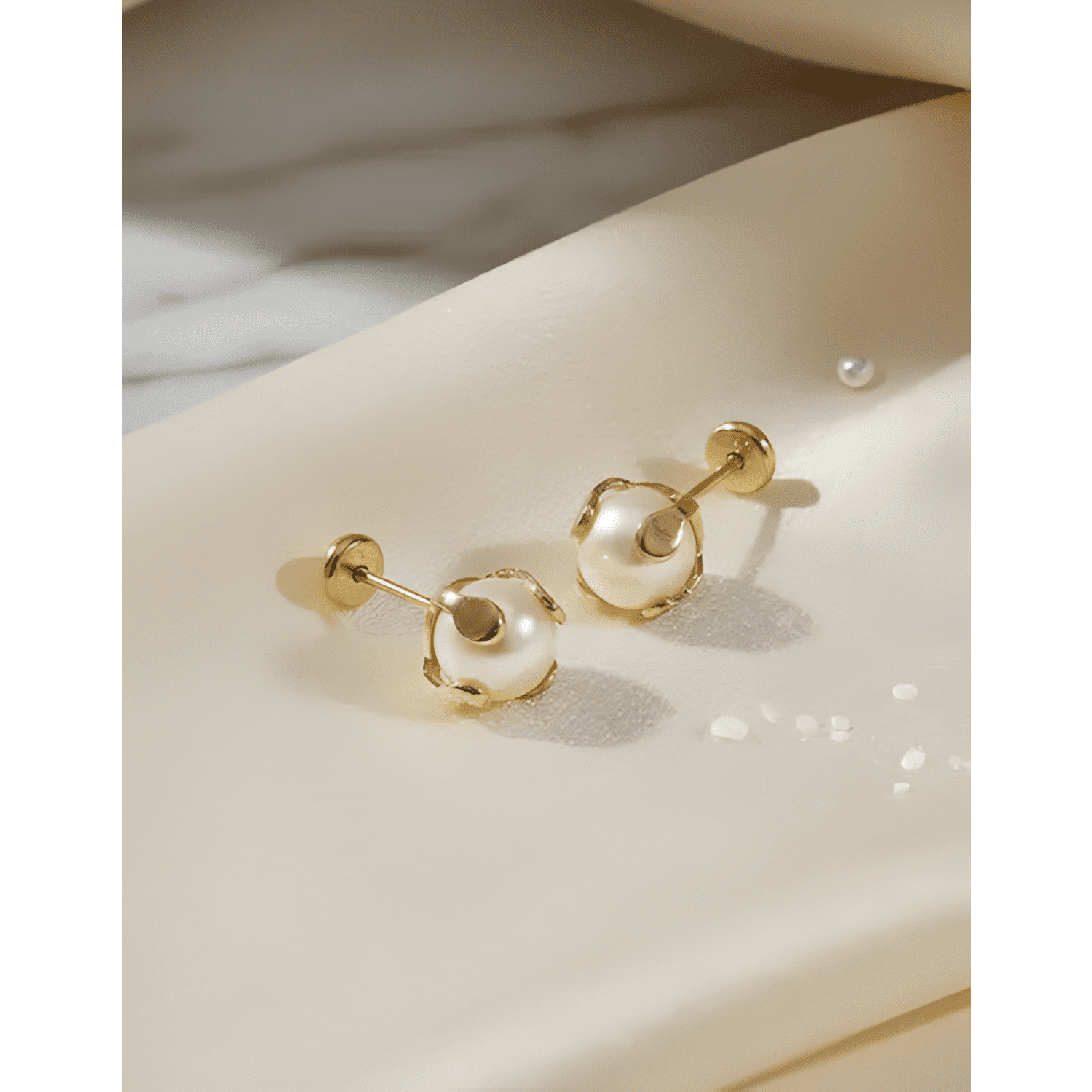 Aros Perla Baño De Oro 18k Abridores Tope Niña O Mujer Caja-1