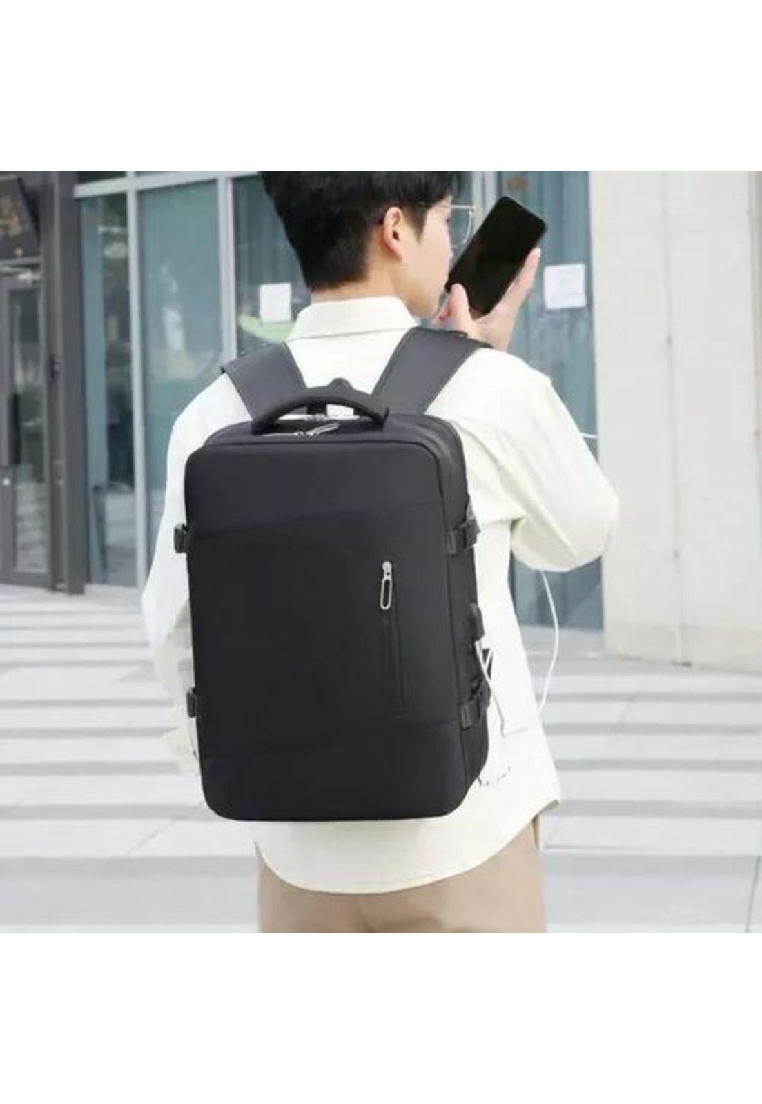 Mochila expandible de viaje, multiuso, impermeable, cabina de avión, color negro-2