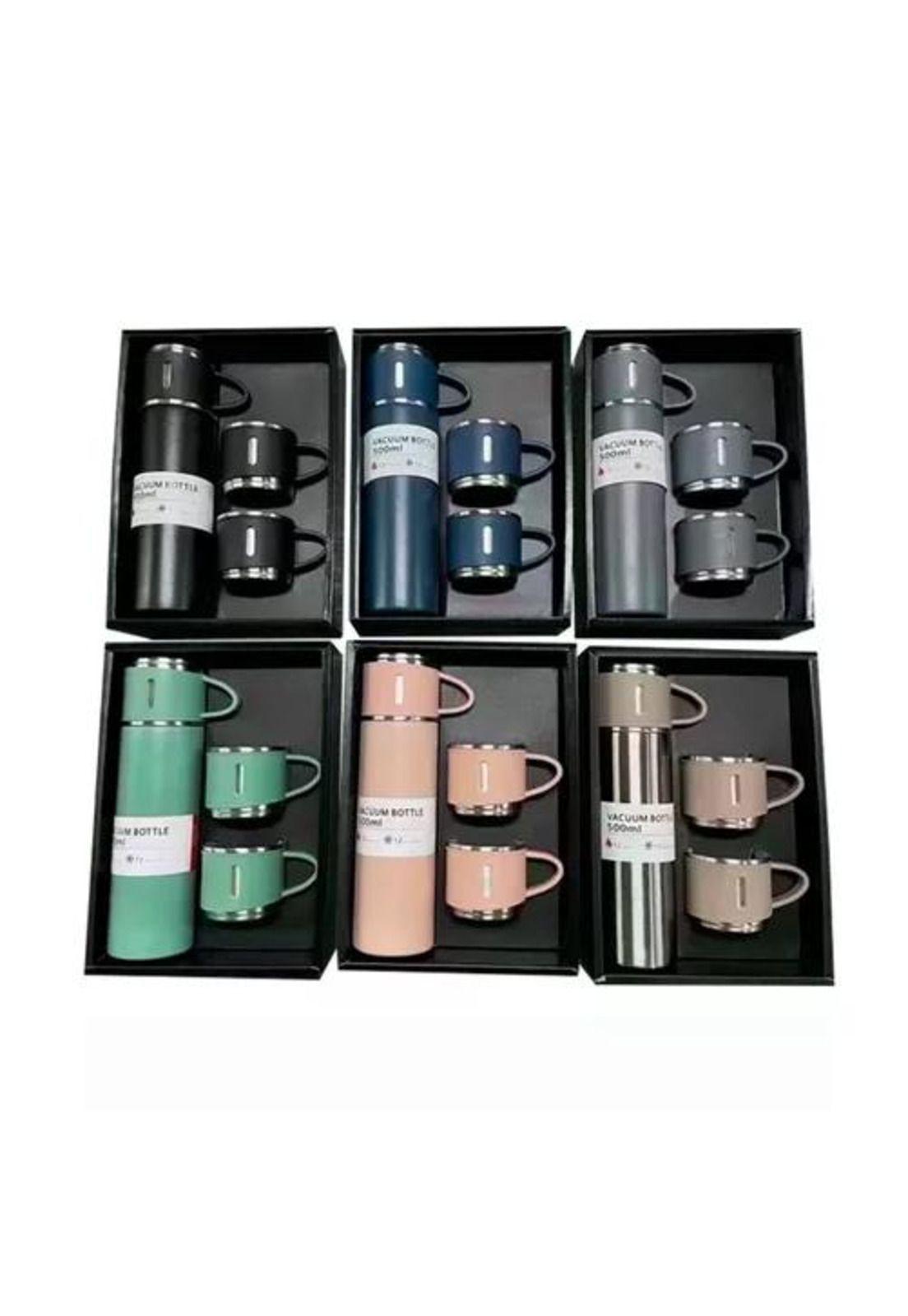 Set de Termos para Agua Caliente/Fría + 3 Tazas de 500 ml, Café Mate, Color Gris-5