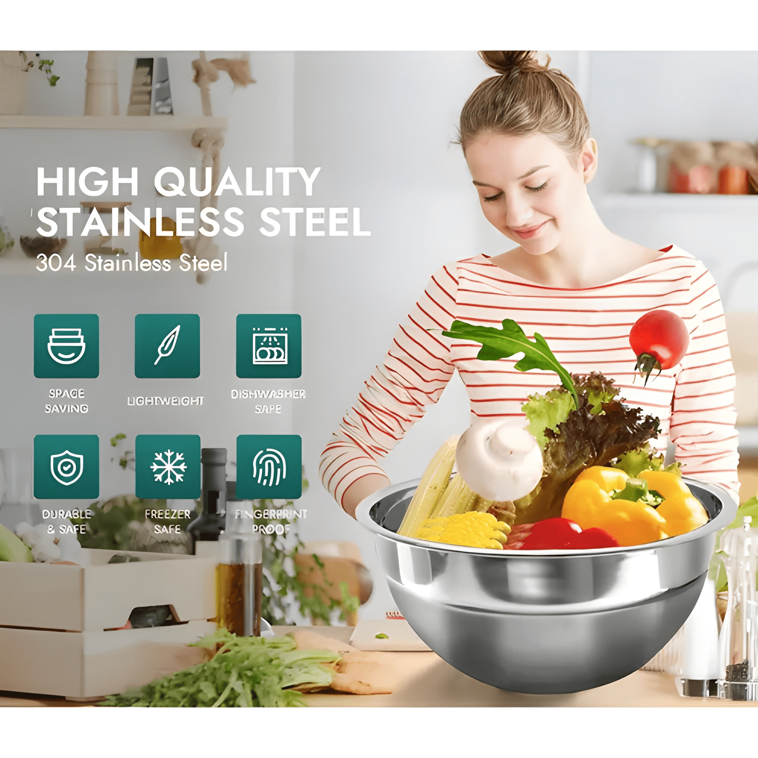 Pack 5 bowl pocillo acero inoxidable reposteria cocina #11-2