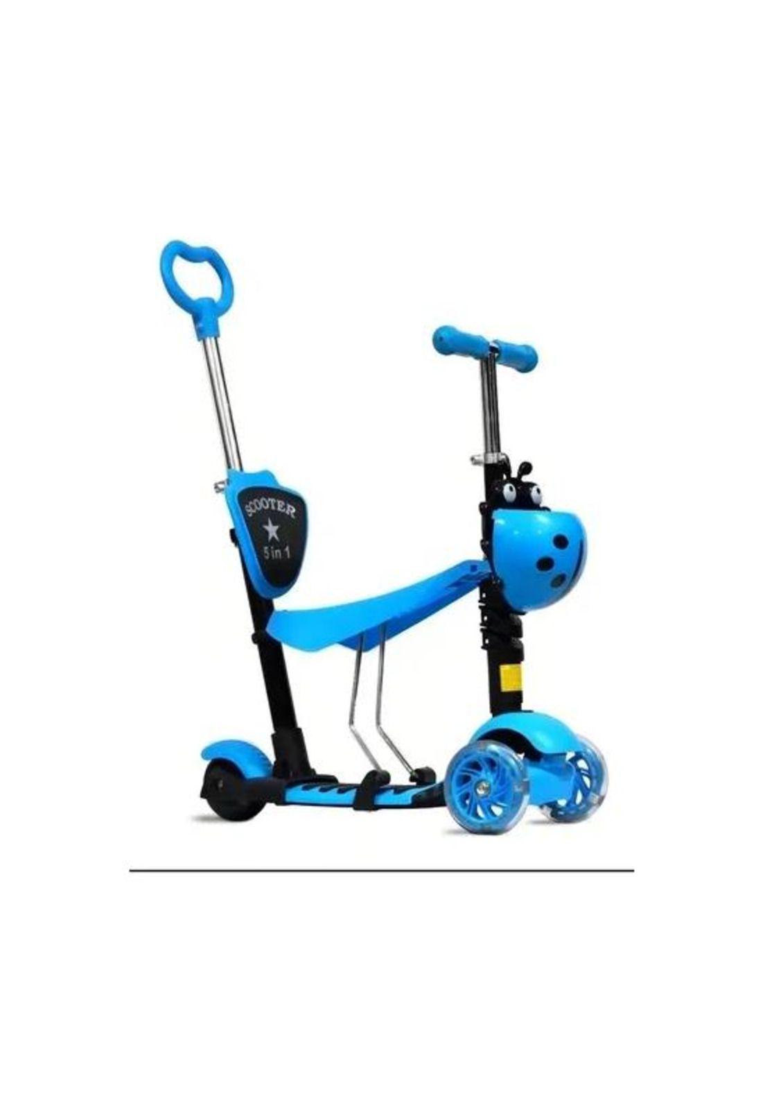 Monopatín scooter en luz led color celeste-2