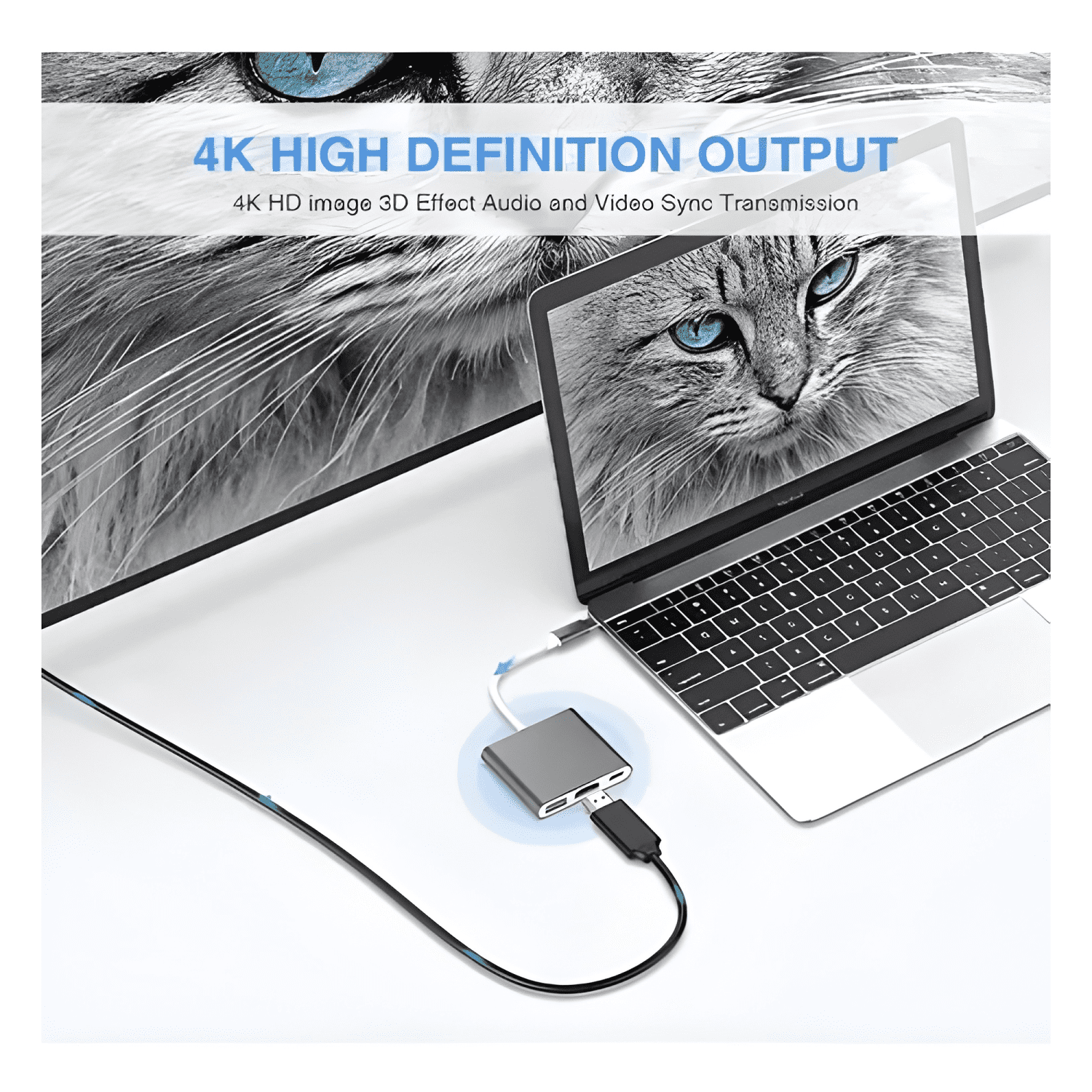 Adaptador hub 3 en 1 USB a USB-C HDMI USB 3.0 4K #16-2