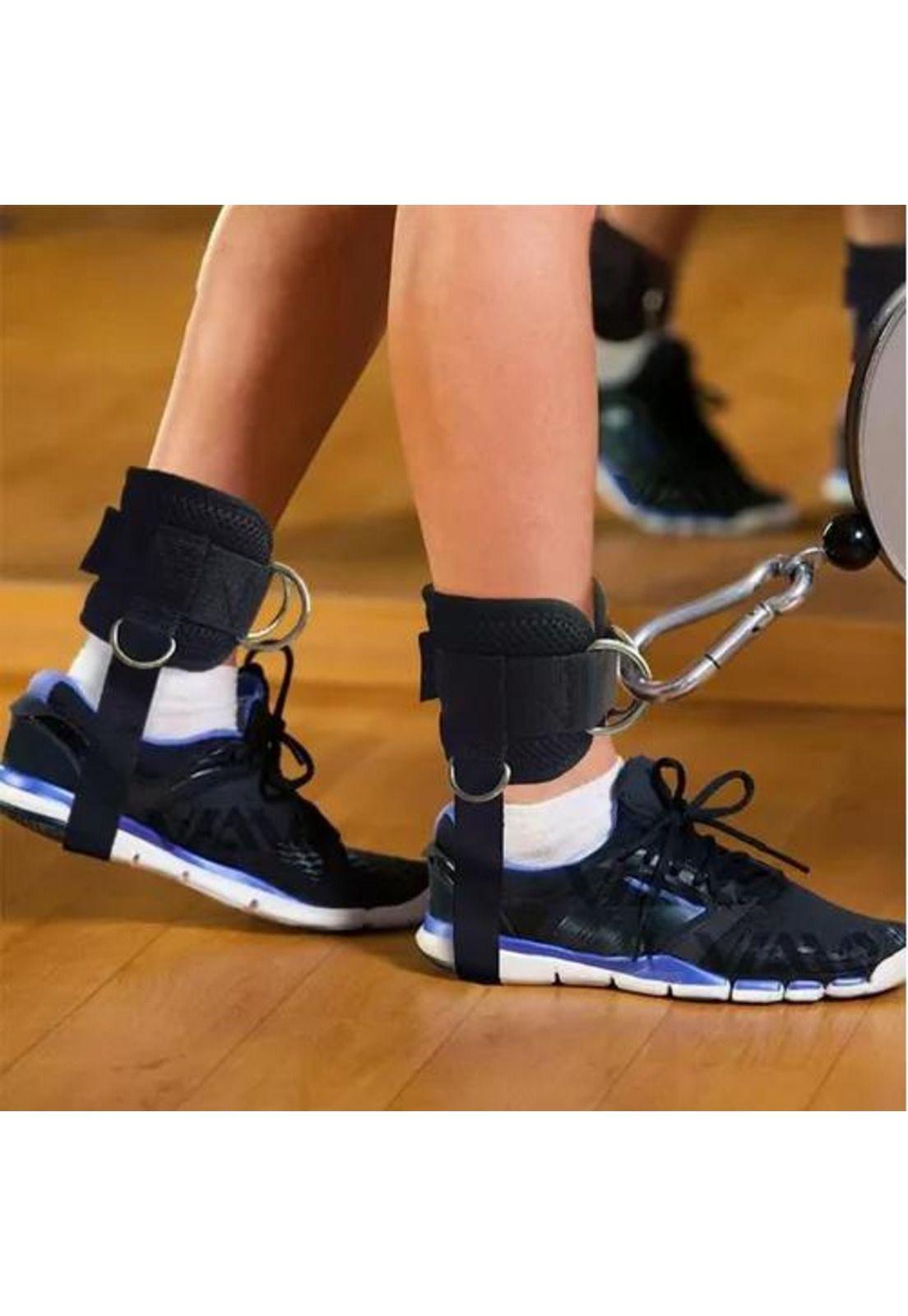 Par de Tobilleras para Polea - Negra, Enganche para Gym Glúteos-3
