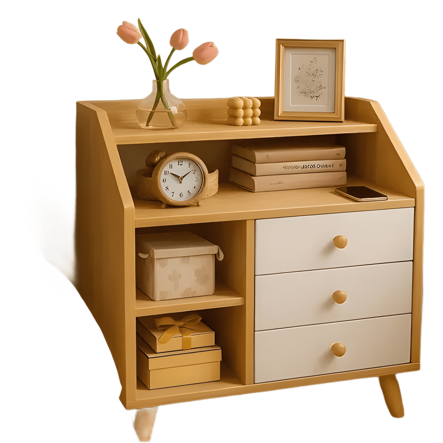 Velador dormitorio 4 niveles y 3 cajones 50x30x61cm #10-0