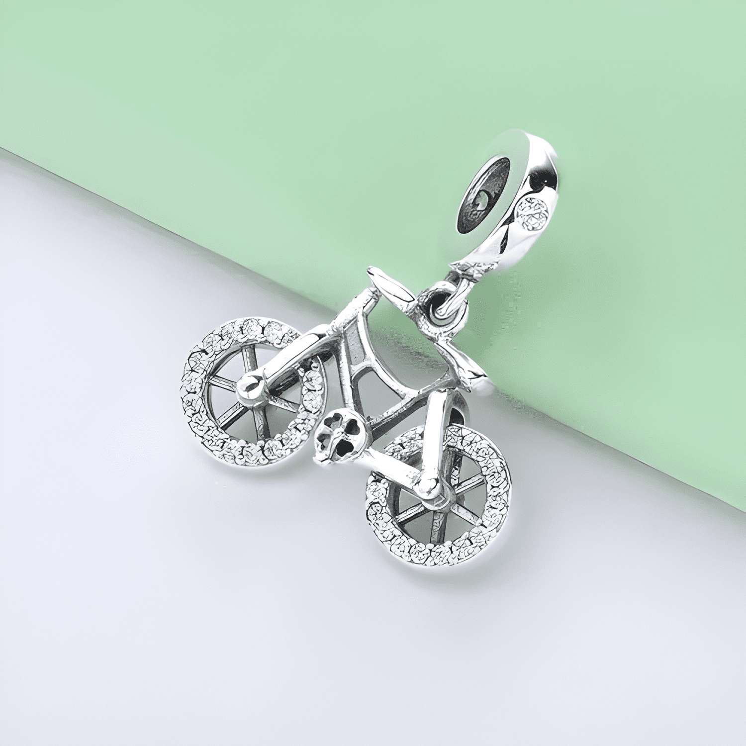 Charm dije bicicleta brillante plata 925-3