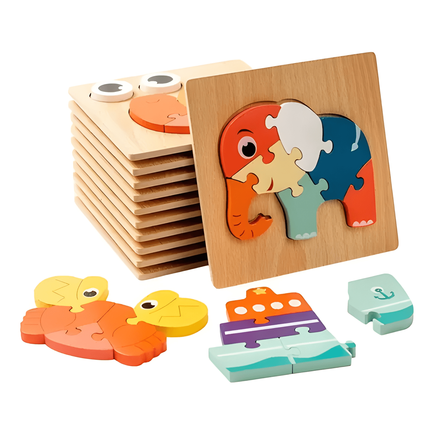 Juguete de madera diseño animales didáctica rompecabeza #2-2