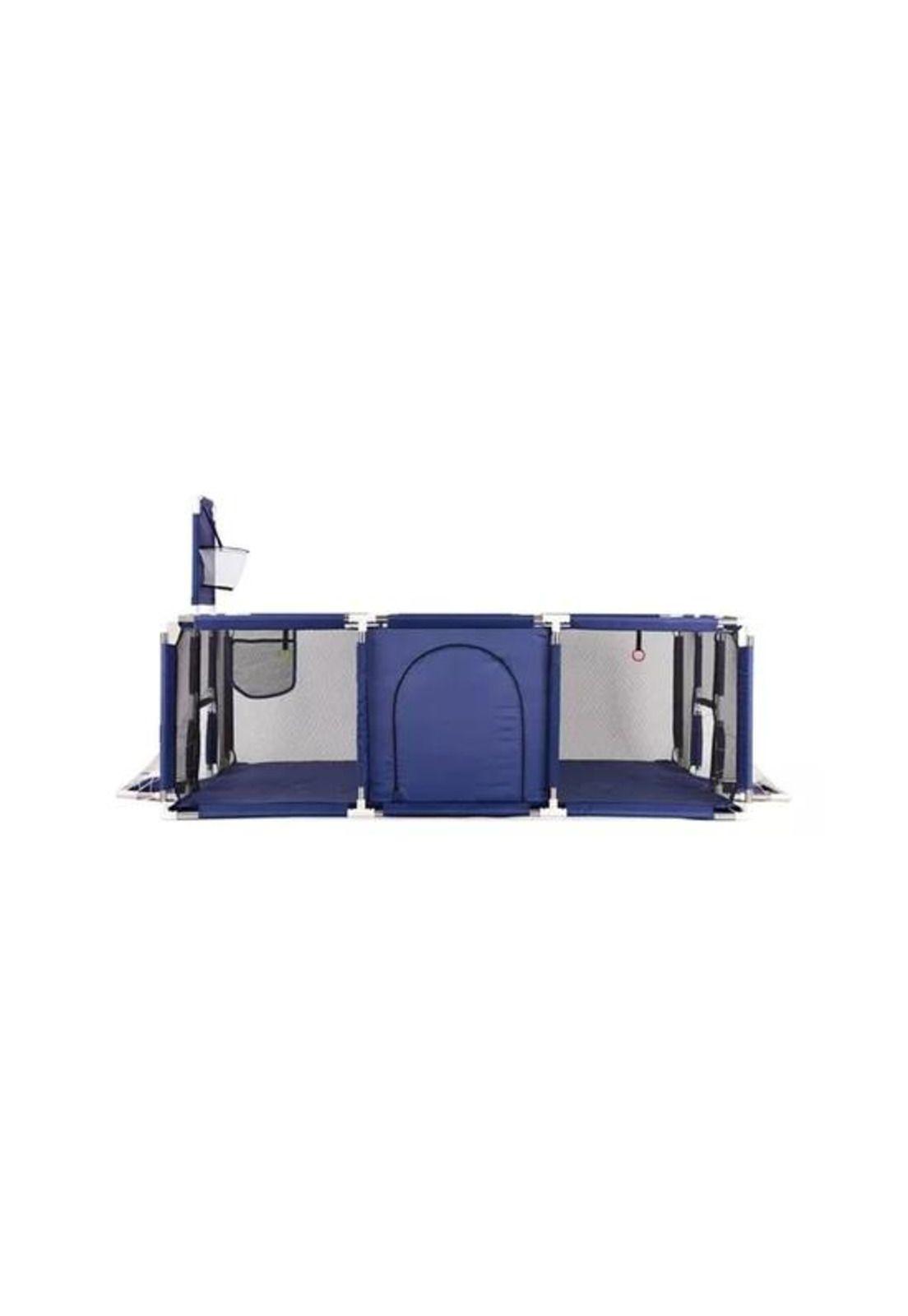 Corral de seguridad para bebés con aro y portería 180cm + pelotas, azul marino-2