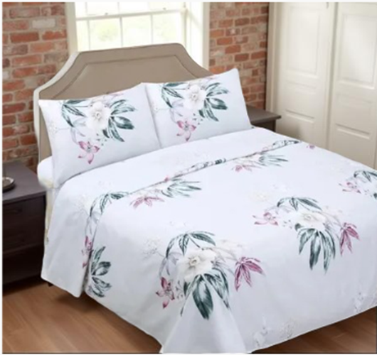 Juego sabana 1.5 plaza estampado flores color blanco-0