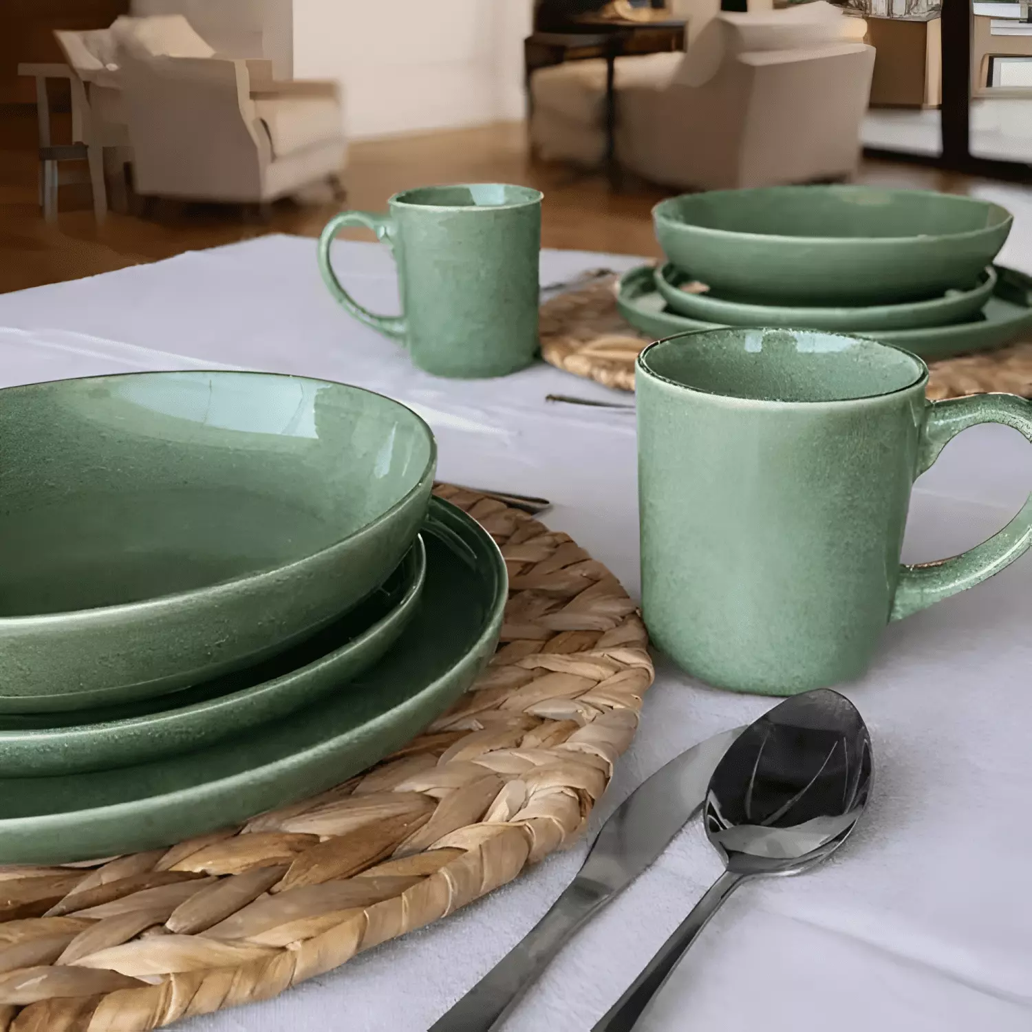 Set vajilla 24 piezas cerámica línea rustica con mug #4-2