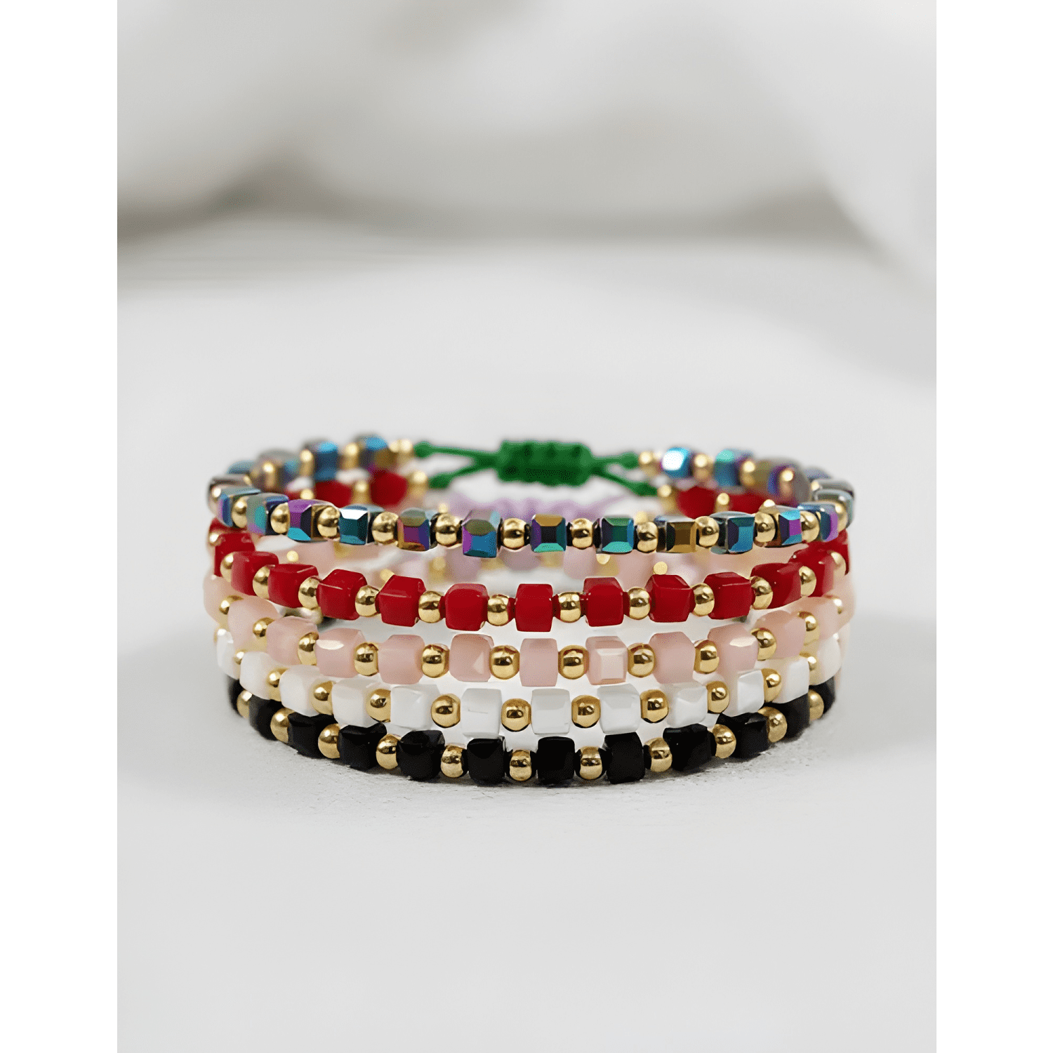 Pack 12 pulseras ajustables cubos cristal moda mayorista #2-3