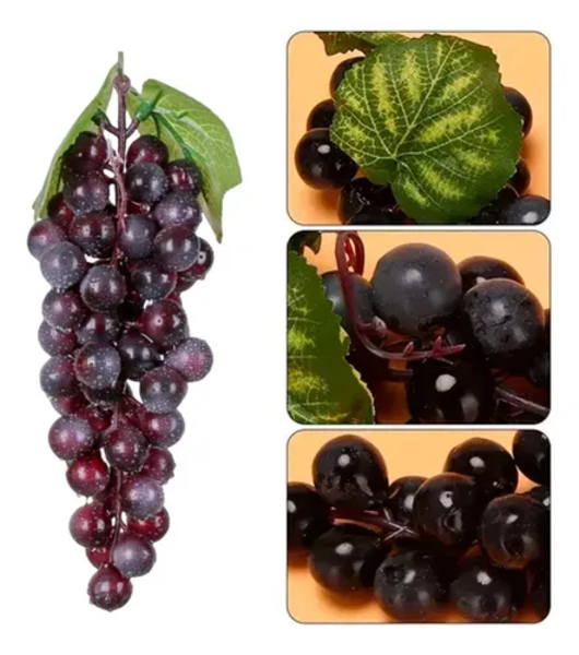 Uvas artificiales 60 uds fruta sintética púrpura-0