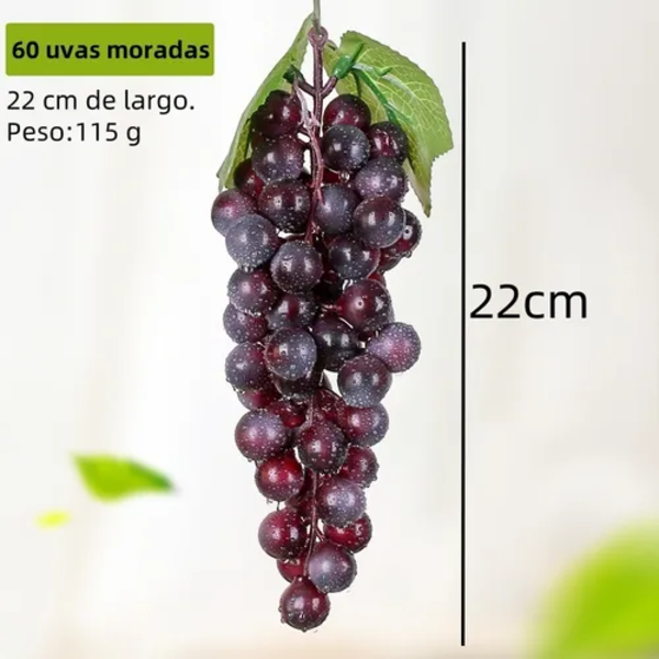 Uvas artificiales 60 uds fruta sintética púrpura-1