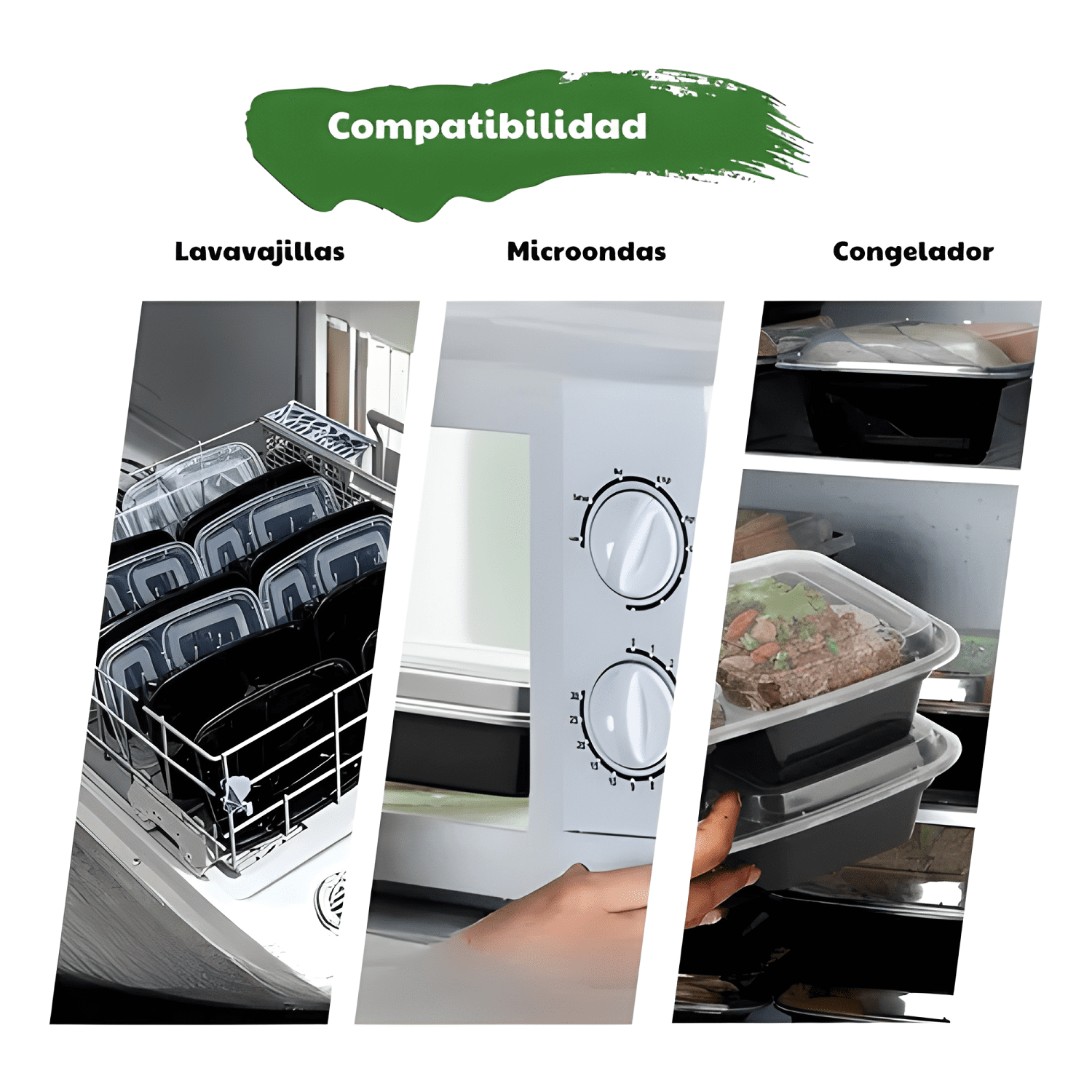 Envase meal prep 2 compartimentos reutilizable 710 ml 10u-1