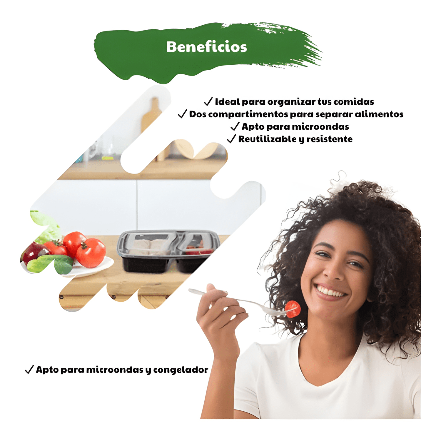 Envase meal prep 2 compartimentos reutilizable 710 ml 10u-3