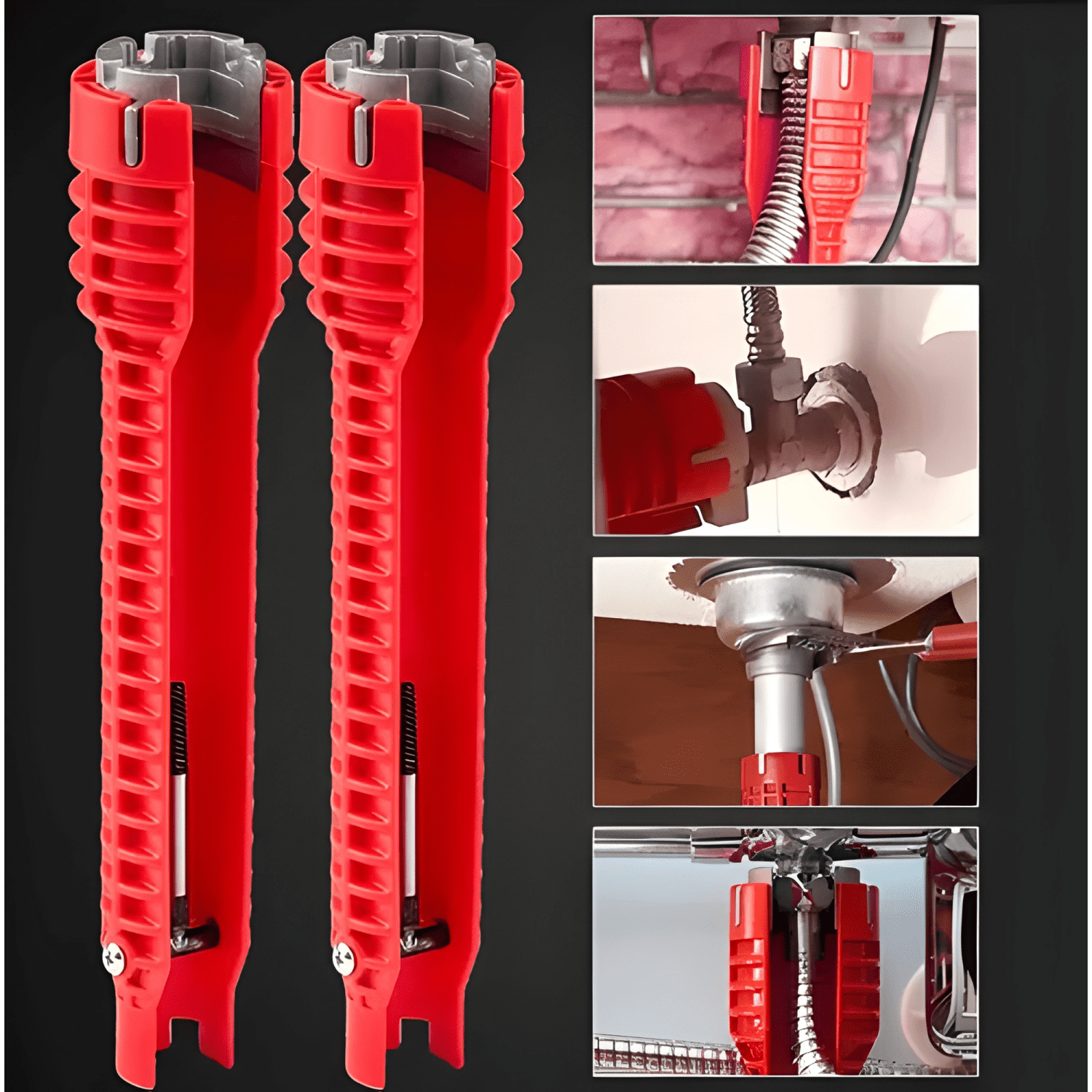 Llave ajustable gasfitería multiuso flexible desagüe rojo #3-1