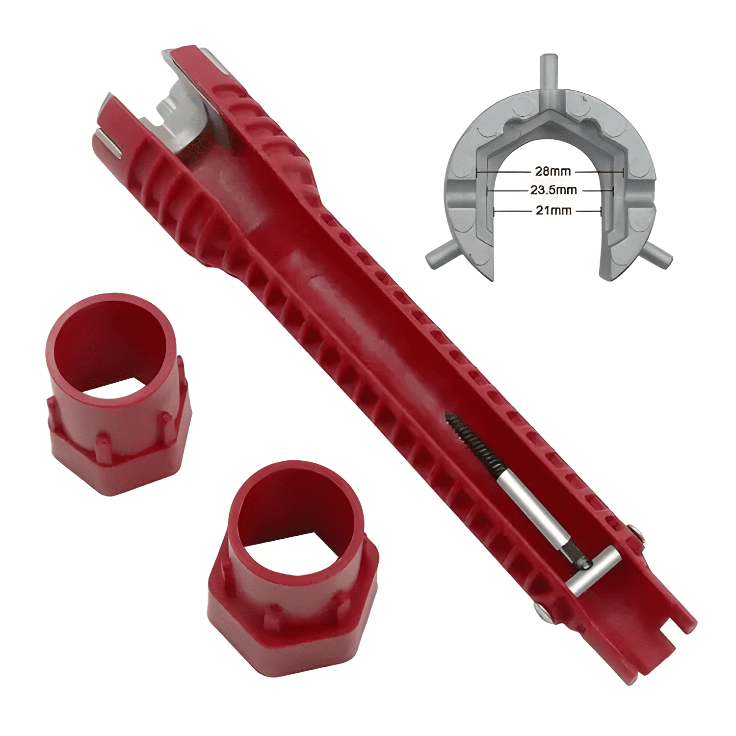 Llave ajustable gasfitería multiuso flexible desagüe rojo #3-4