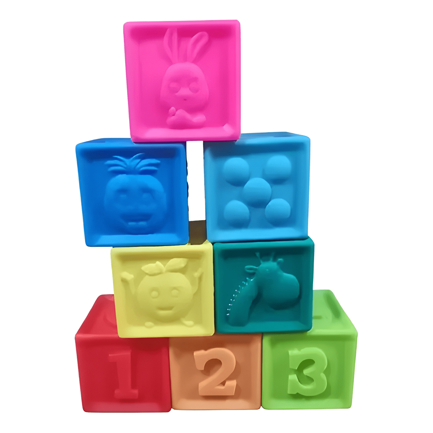 Juguete de 8 cubos de bebés apilable montessori silicona-2
