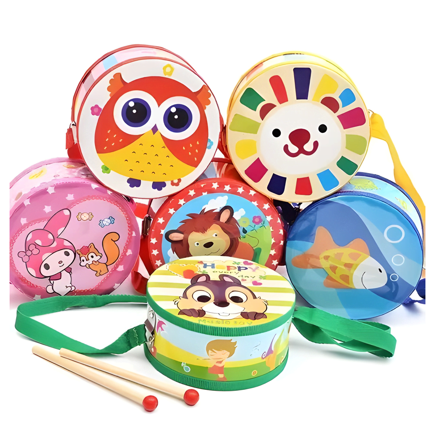 Tambor musical madera para niños y bebés-0