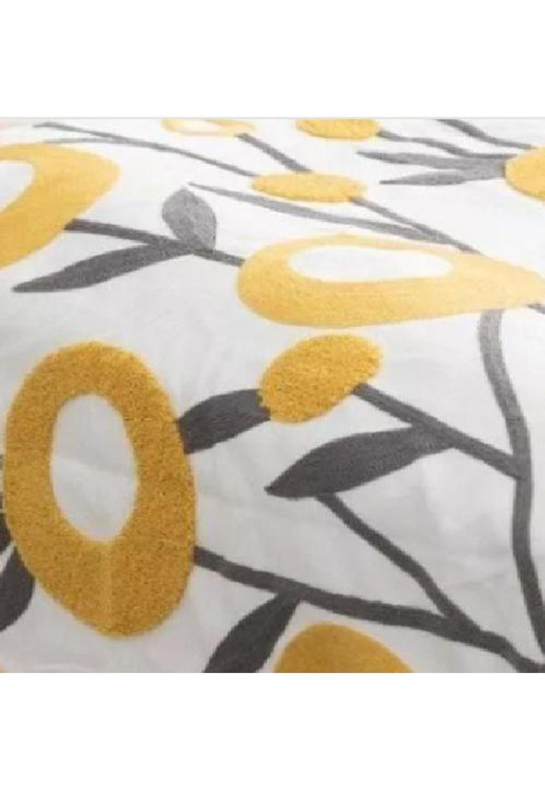 Piecera bordada + 2 fundas de cojín diseño floral 10 color blanco-0