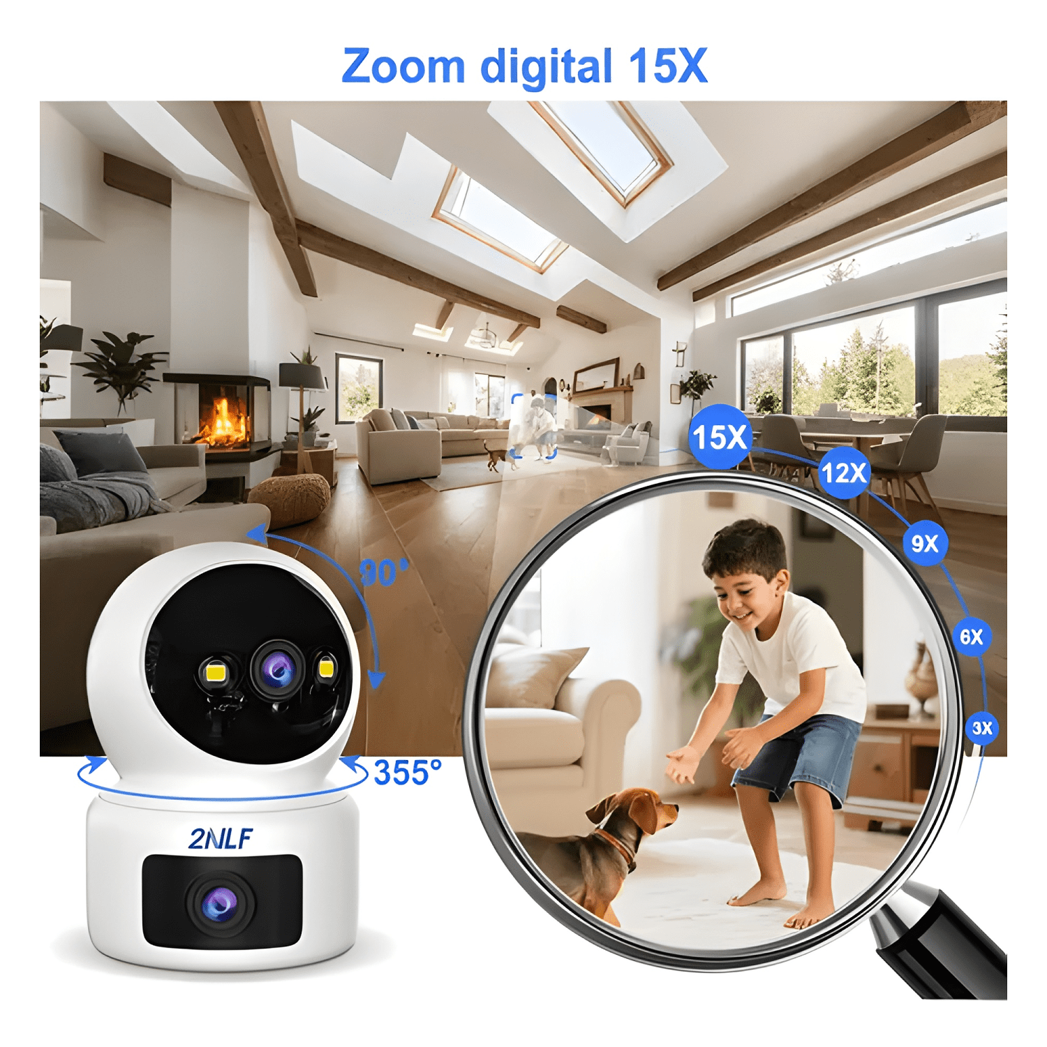 2nlf® 5g Cámara de Seguridad Wifi Ip 360° Doble Pantalla-4