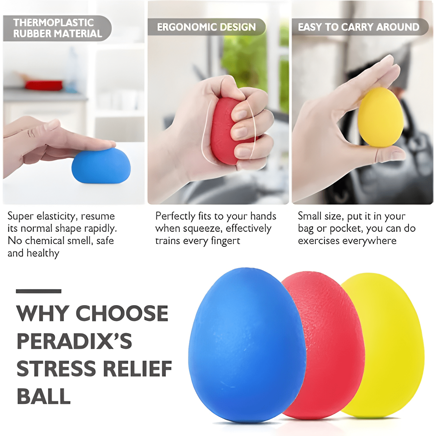Entrenador de fuerza de agarre de mano,3pcs pelota squeezers-4