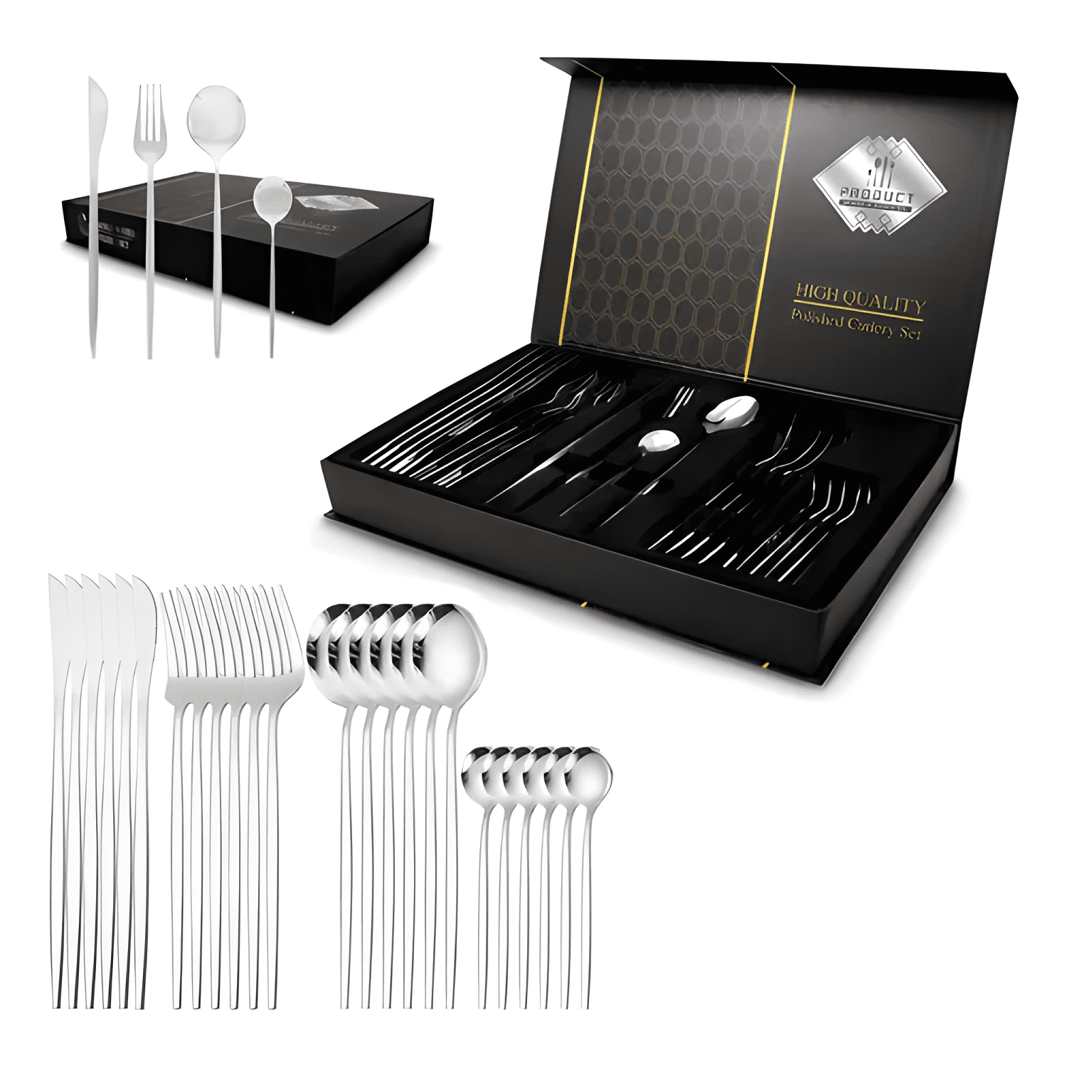 Set 24 cubiertos acero inoxidable juego servicio completo #5-0