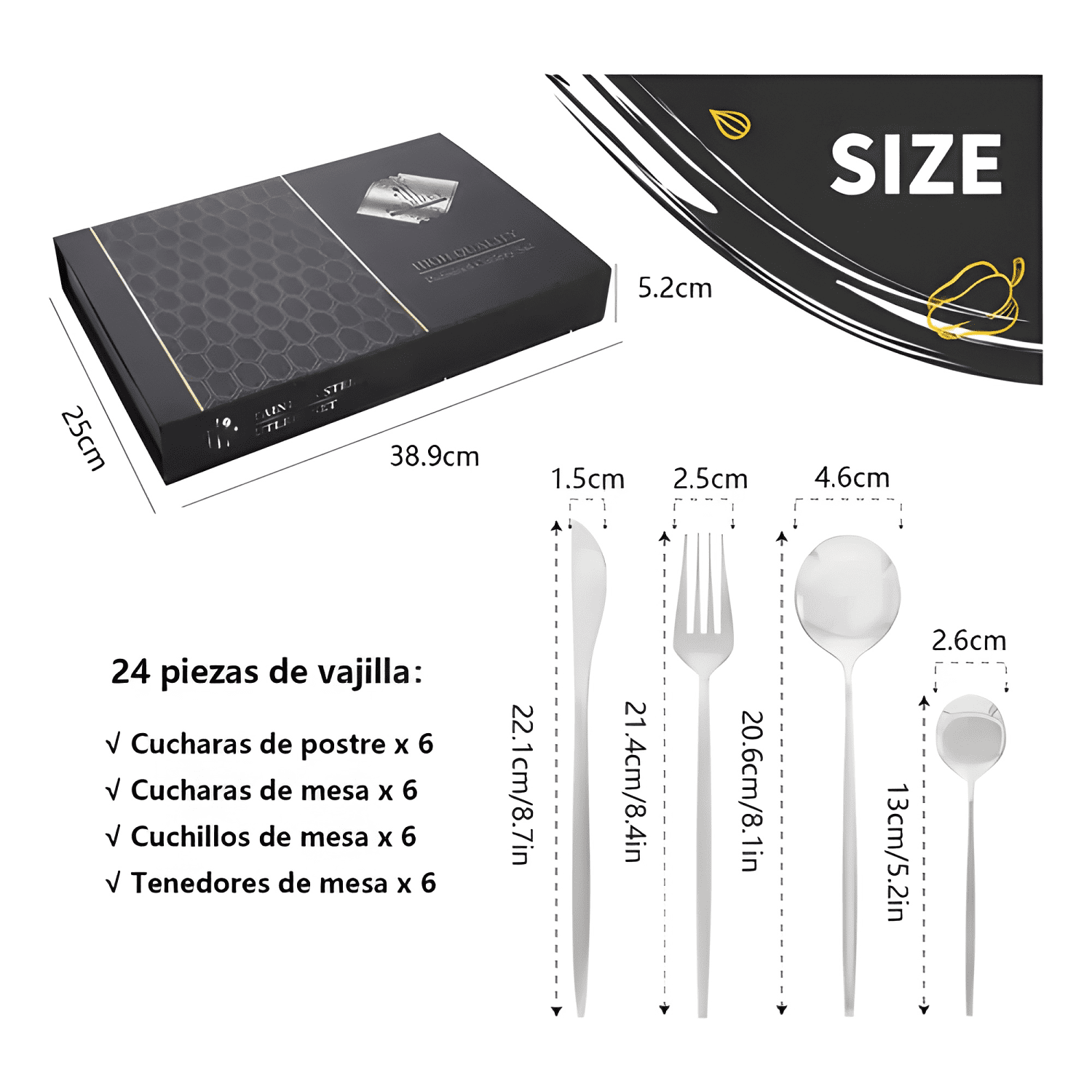 Set 24 cubiertos acero inoxidable juego servicio completo #5-1