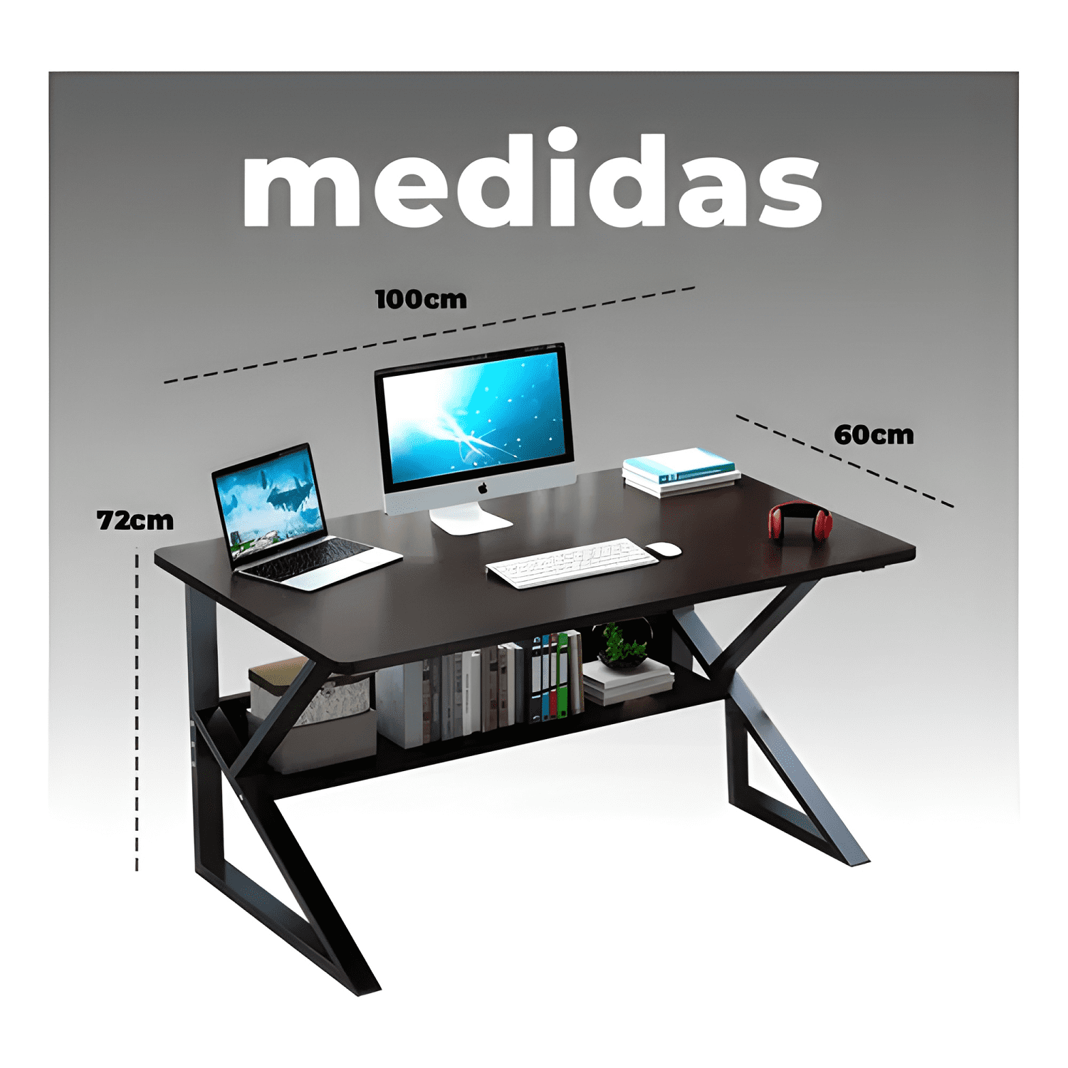 Mesa escritorio de metal moderna compacta y resistente #2-4